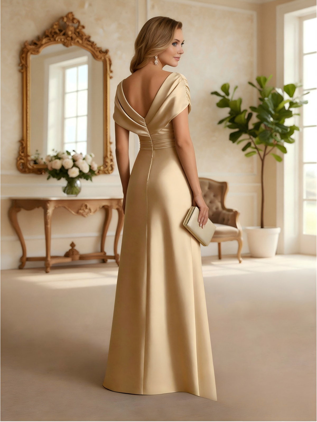 Satin Off the Shoulder Mother of the Bride Dresses with Ruffles