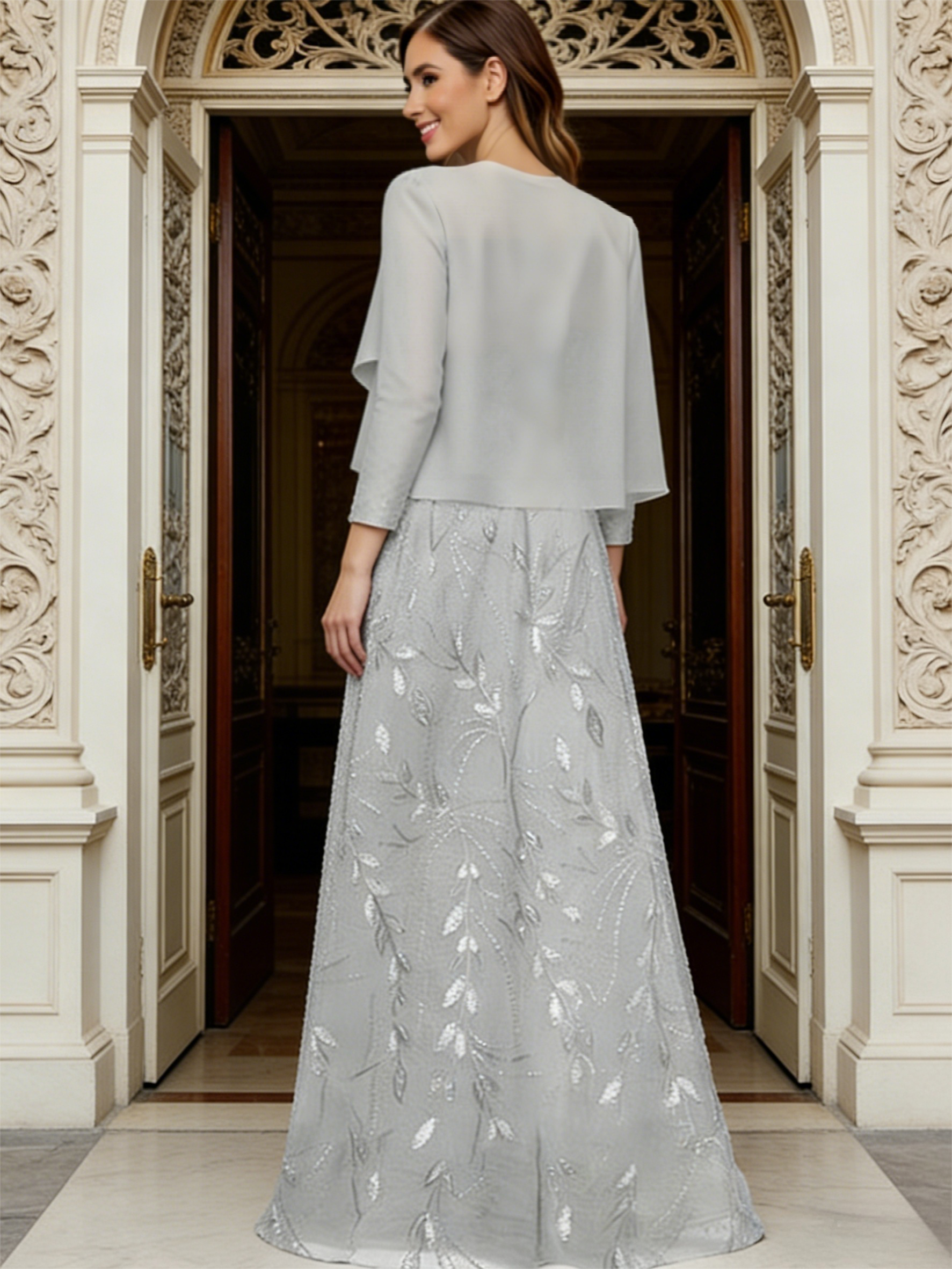 2 Pieces V Neck A Line Ruffles Mother of the Bride Dresses