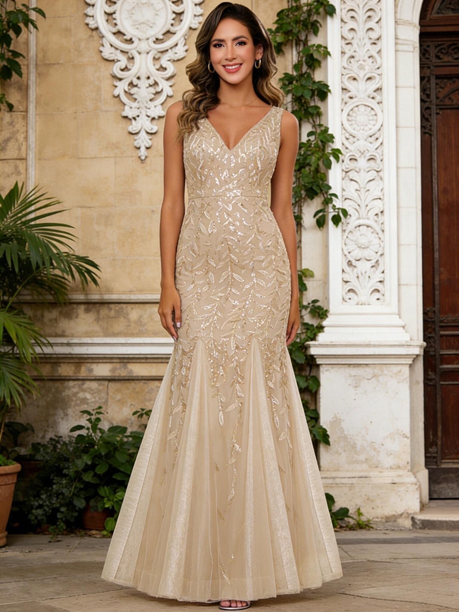 V Neck Mermaid Spaghetti Straps Mother of the Bride Dresses