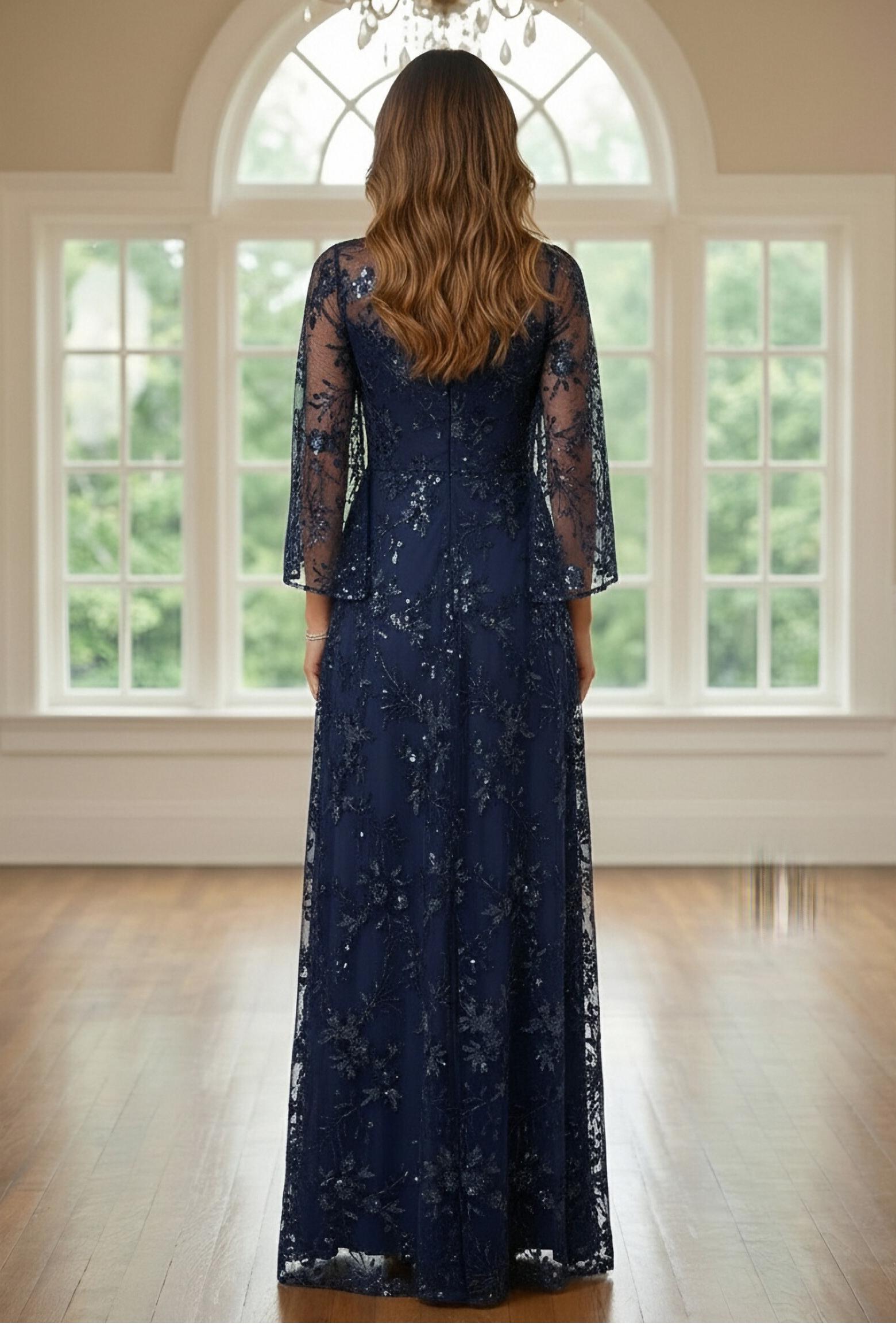 Lace Appliques A Line Scoop Neck Mother of the Bride Dresses with Flutter Sleeves