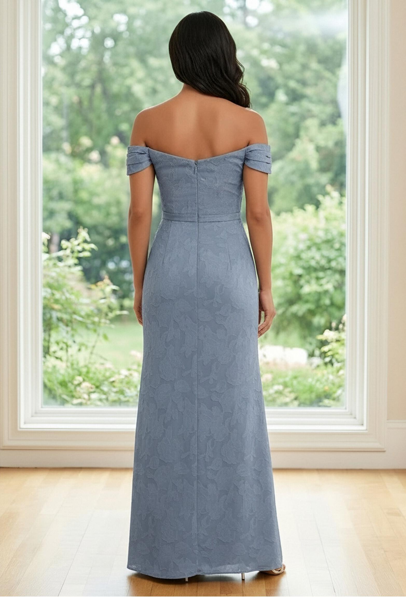 Floral Print Off the Shoulder Mermaid Ruffles Mother of the Bride Dresses with Slit