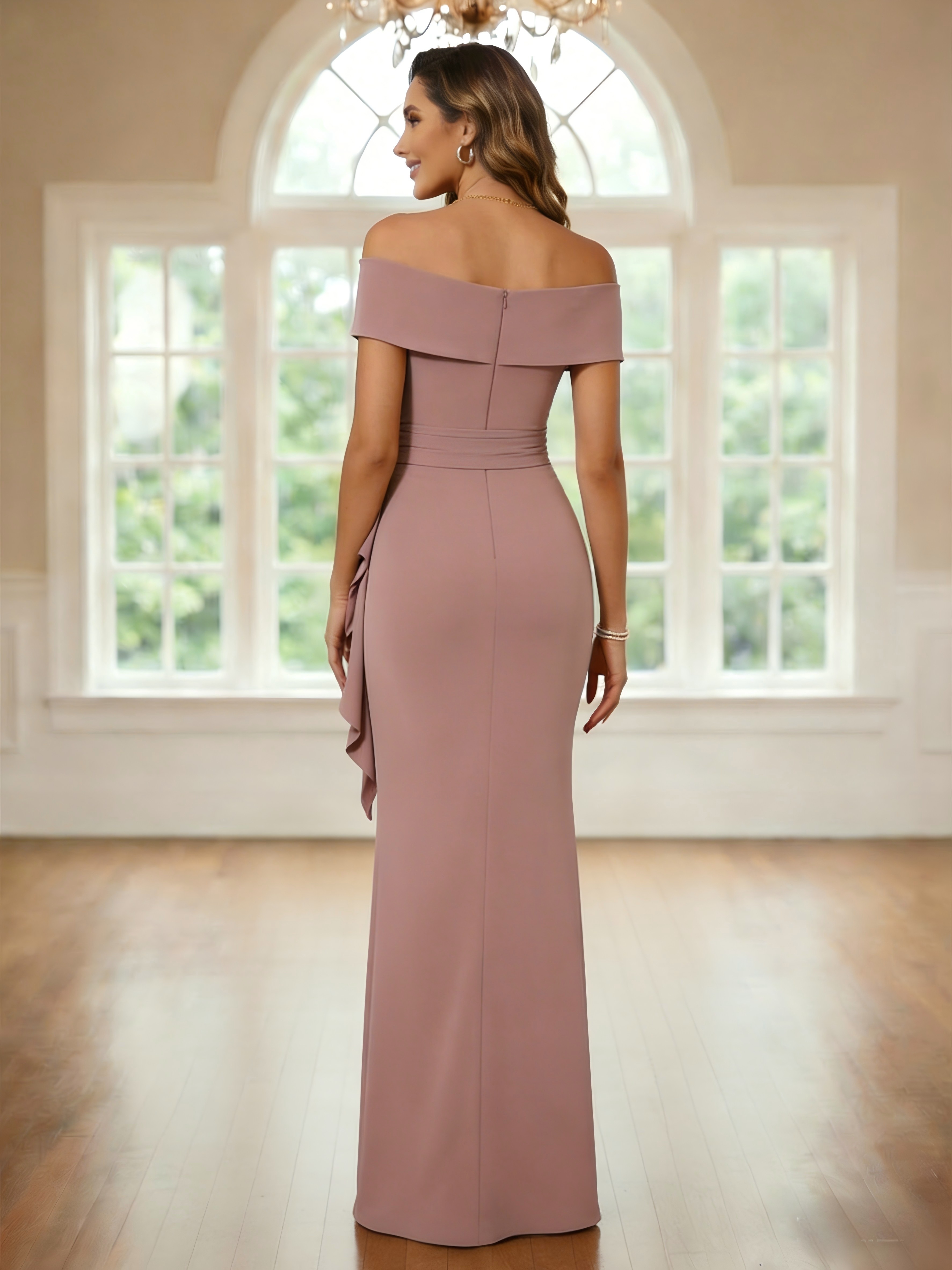 Chiffon Off the Shoulder Mermaid Ruffles Mother of the Bride Dresses