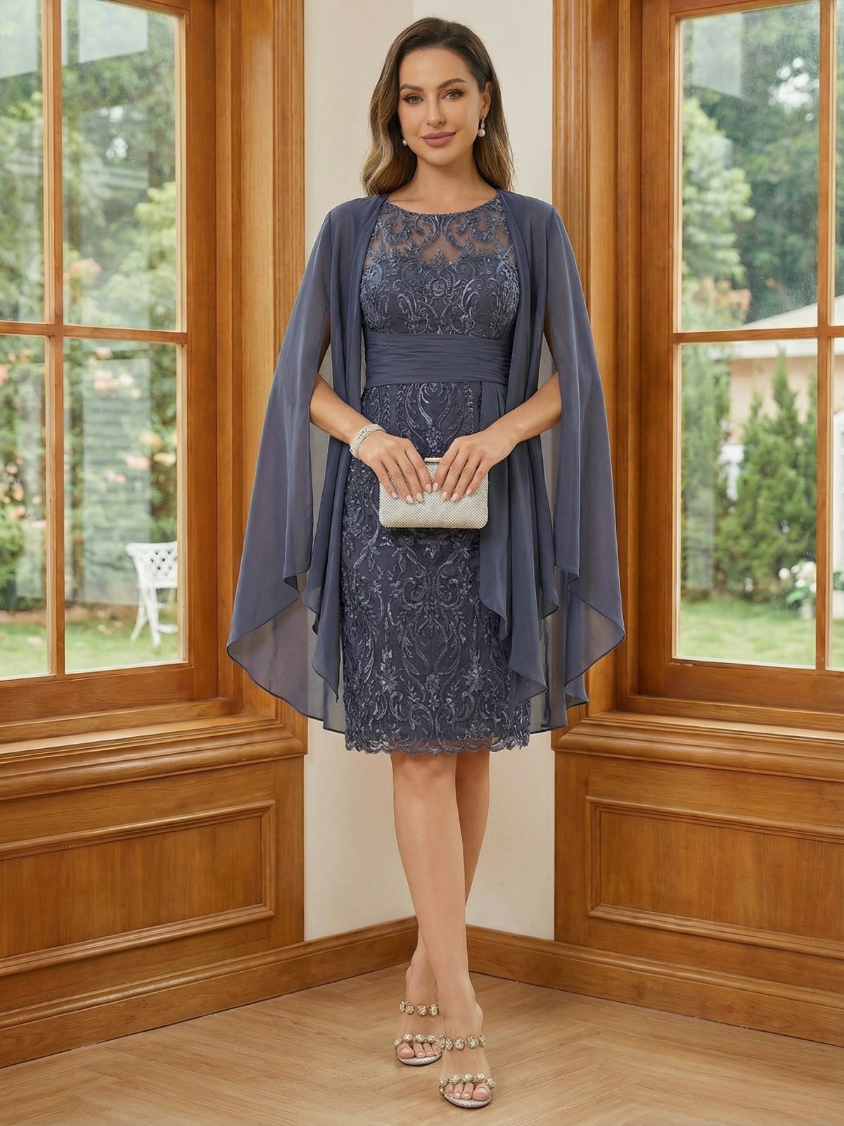 Round Neck Mother of the Bride Dresses with Lace