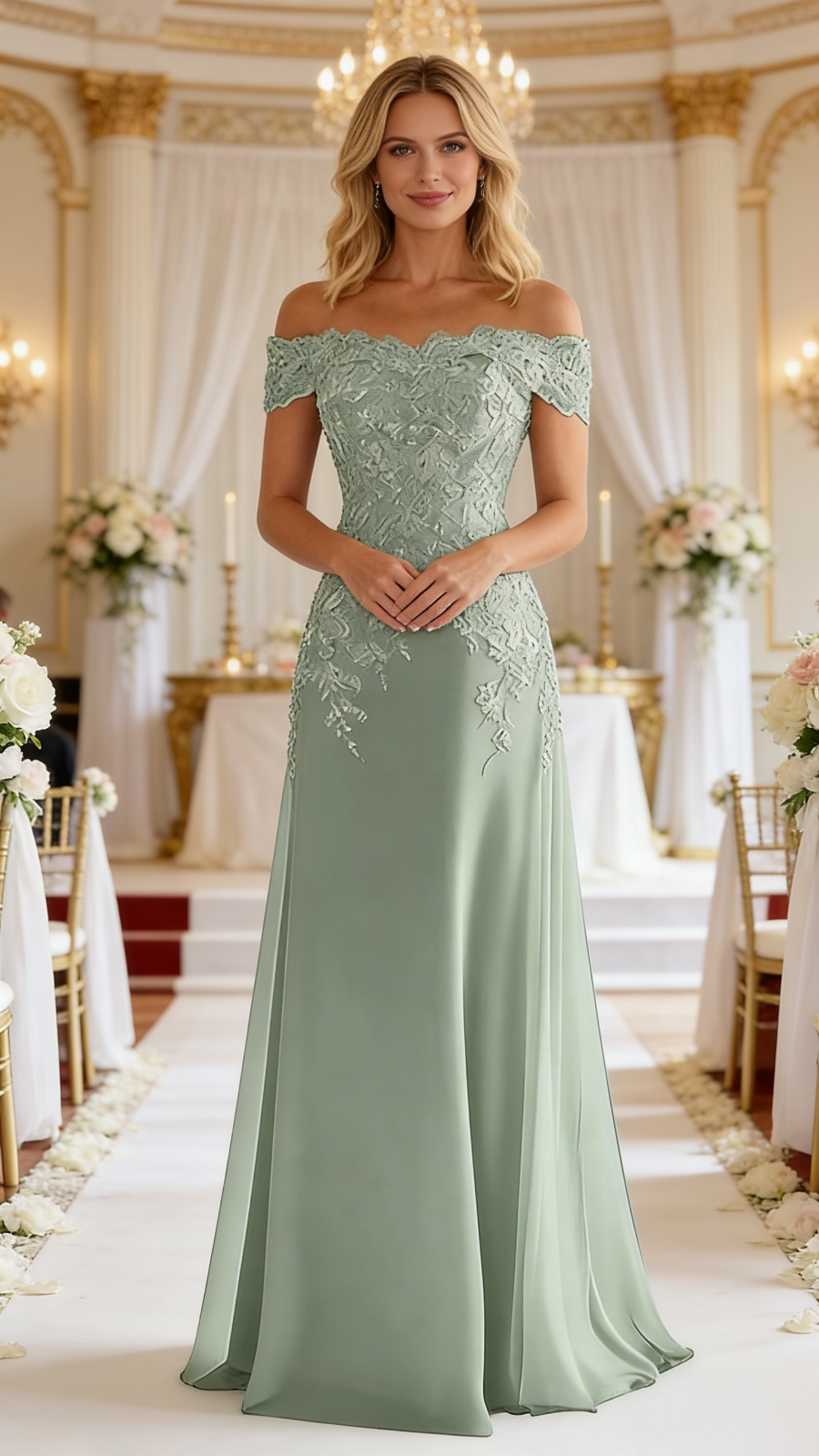 Chiffon Long Lace Applique Off the Shoulder Strapless Mother of the Bride Dresses for Women