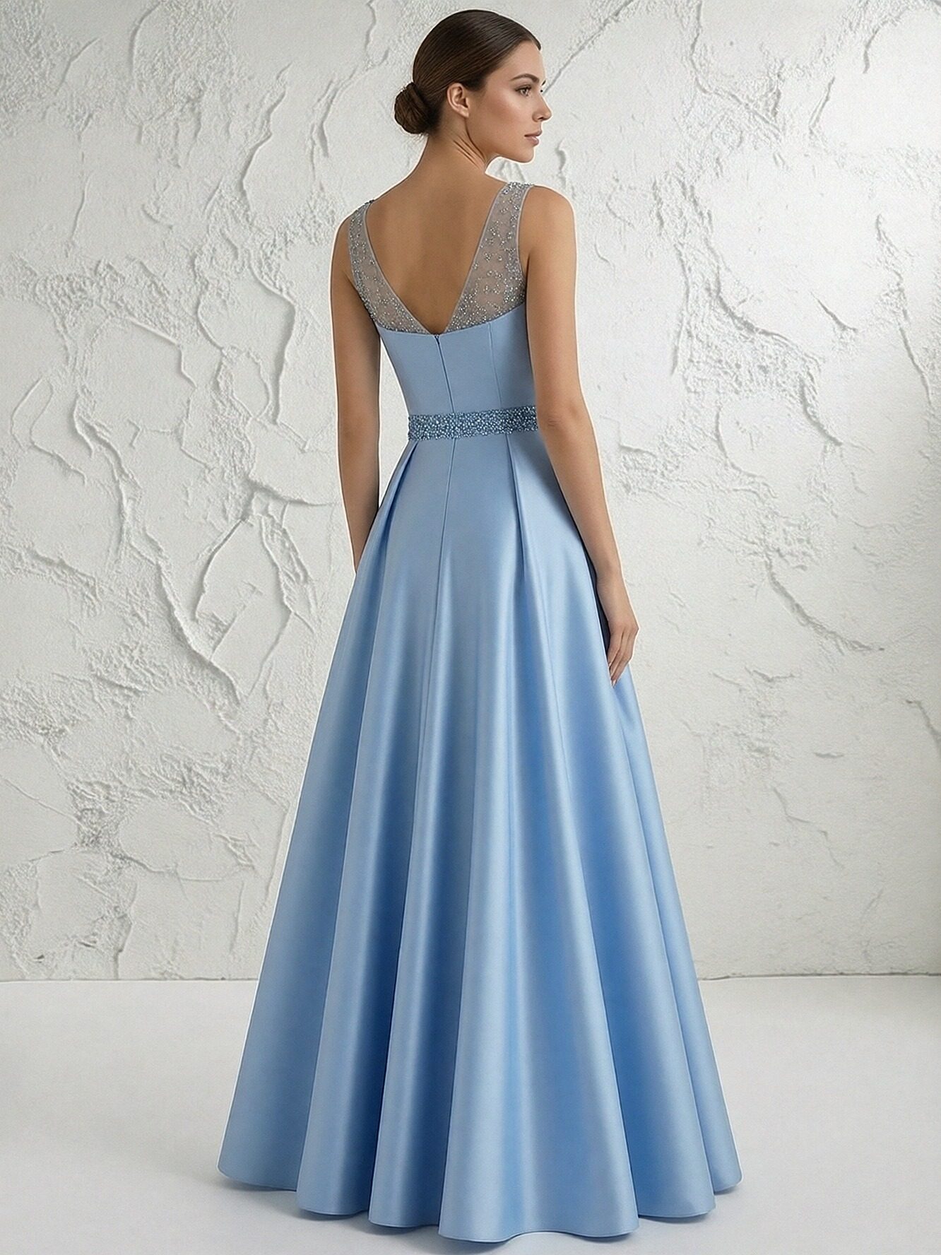 Scoop Neck 3D Flower Satin A Line Mother of the Bride Dresses