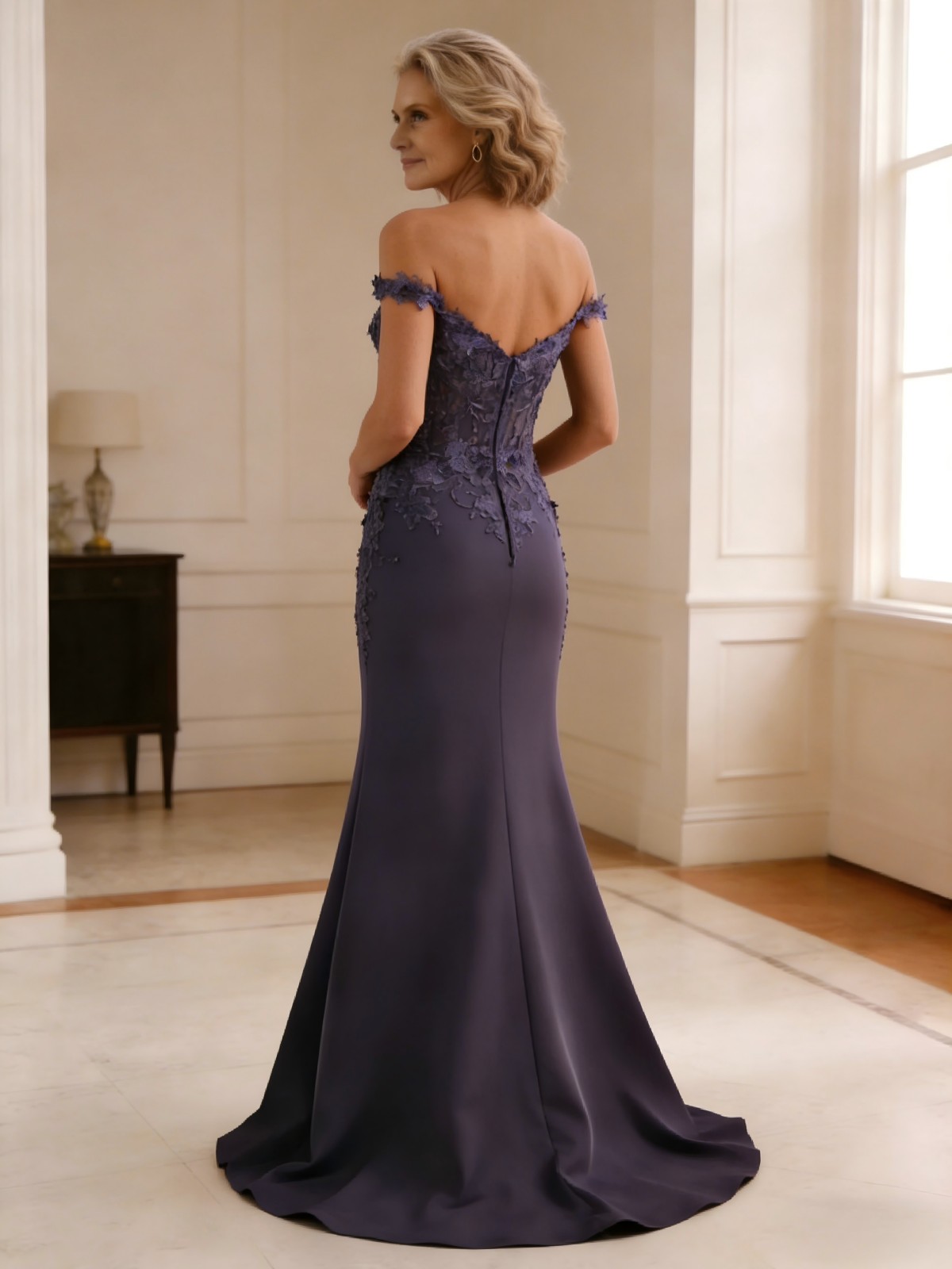 Off the Shoulder Lace Appliques Mother of the Bride Dresses