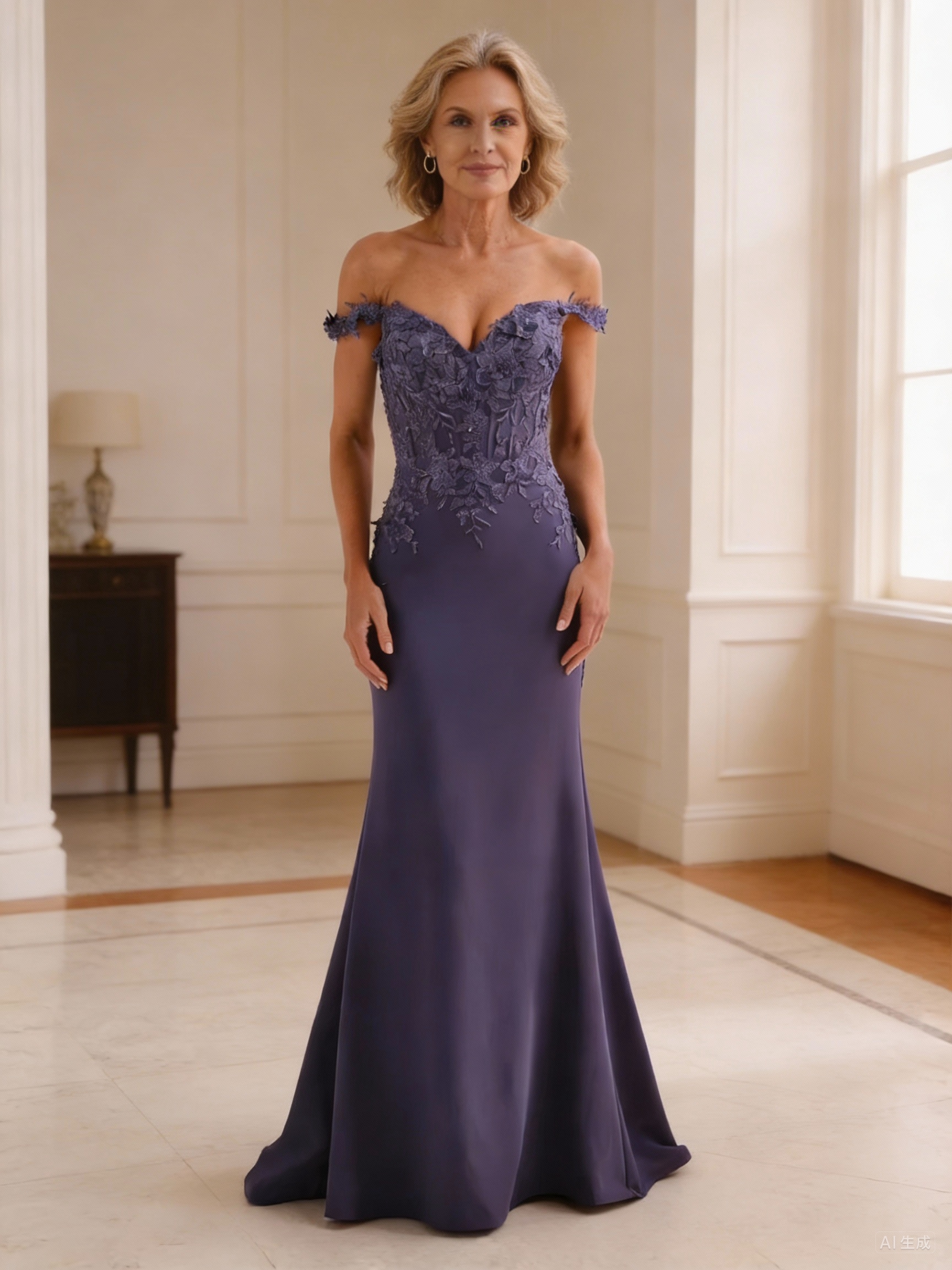 Off the Shoulder Lace Appliques Mother of the Bride Dresses