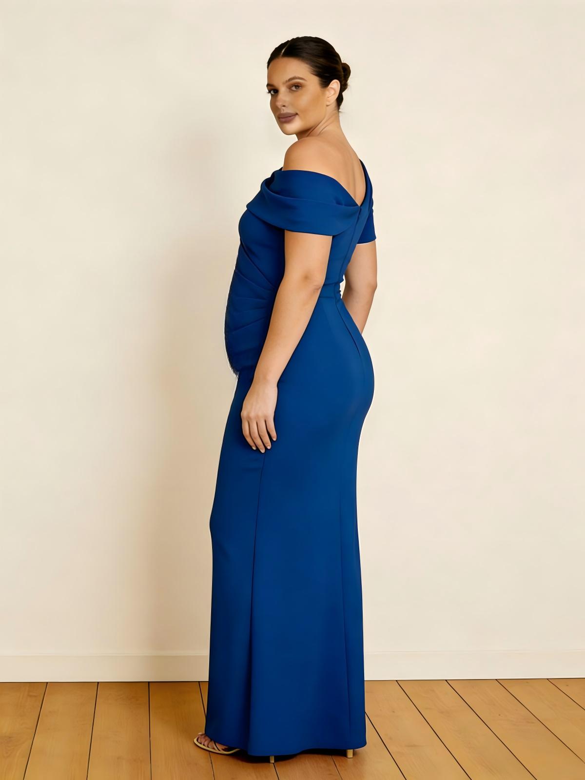 Off the Shoulder Satin Mother of the Bride Dresses with Sleeves