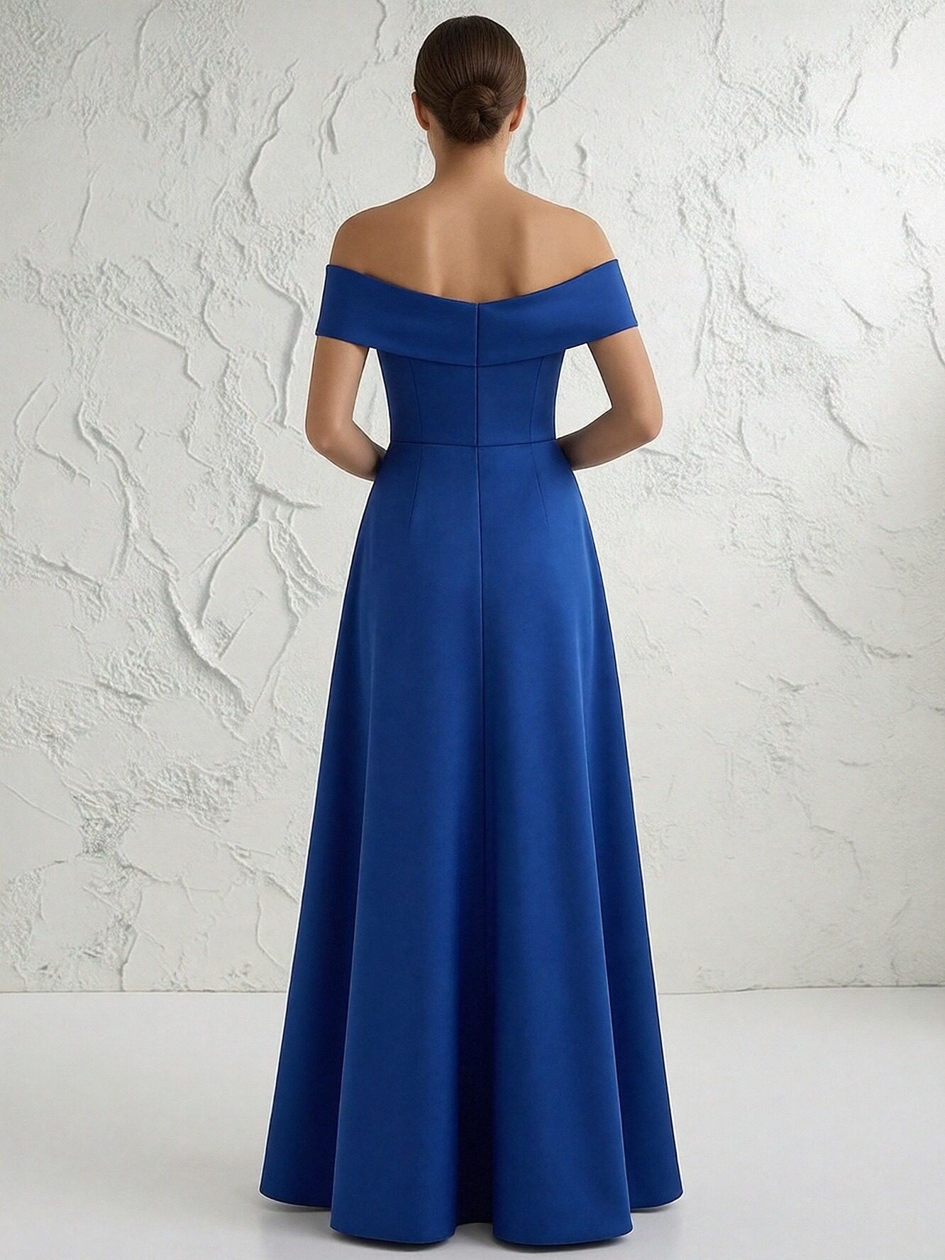 Satin Off the Shoulder Ruffle Mother of the Bride Dresses