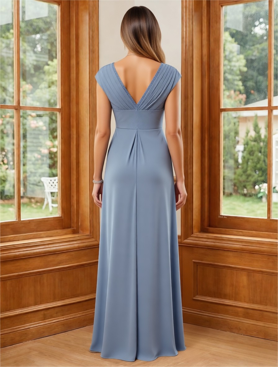Chiffon V Neck Ruffles A Line Mother of the Bride Dresses