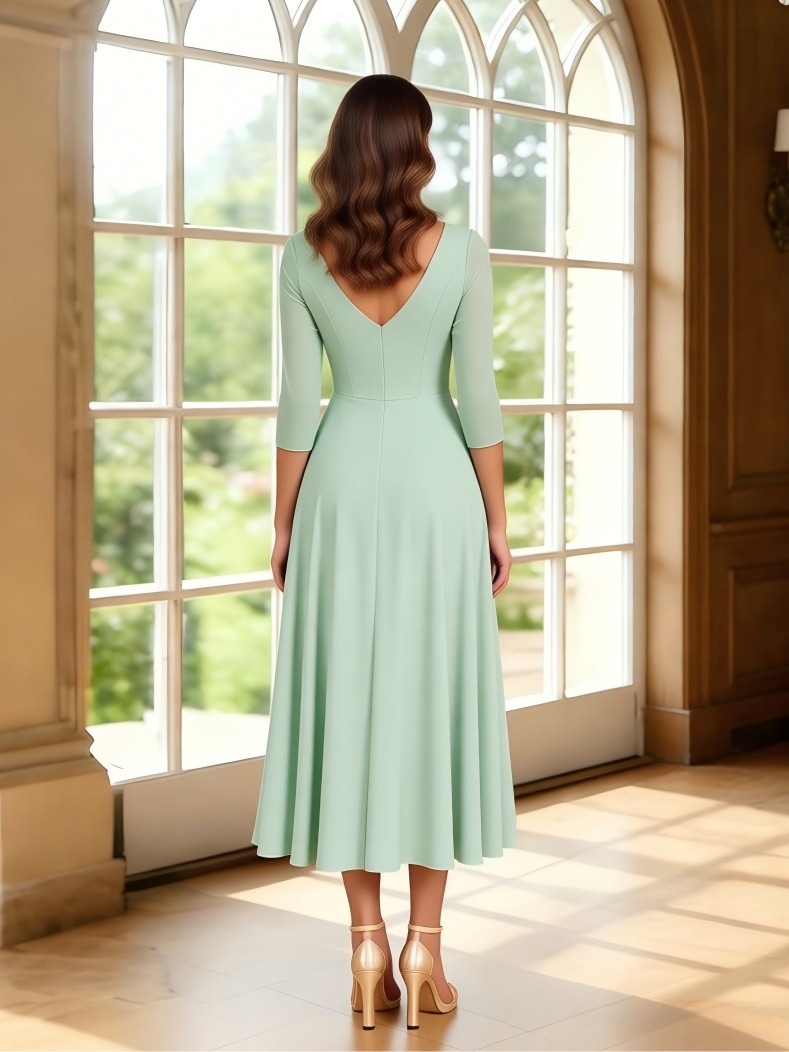 Chiffon V Neck Ruched A Line Mother of the Bride Dresses with Short Sleeves