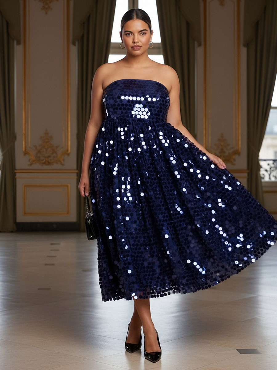 Sequin A Line Strapless Mother of the Bride Dresses