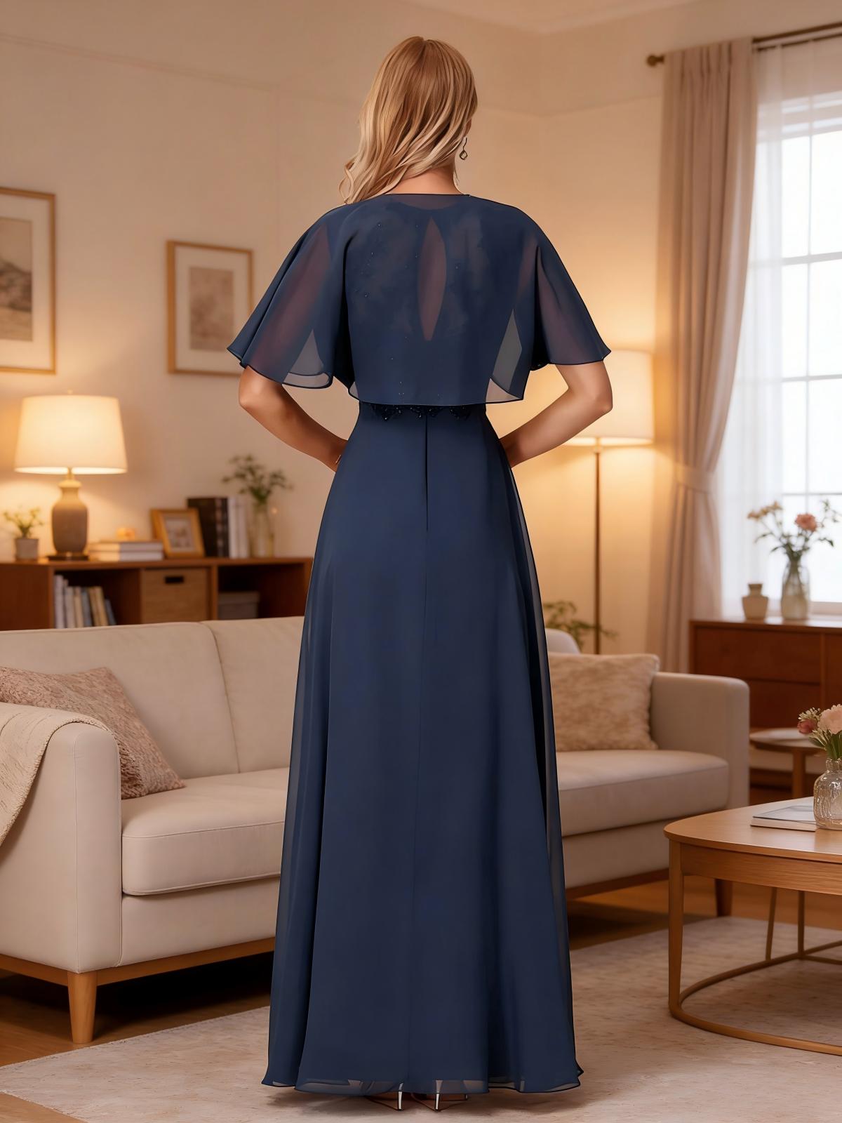 Round Neck Chiffon Mother of the Bride Dresses with Jackets