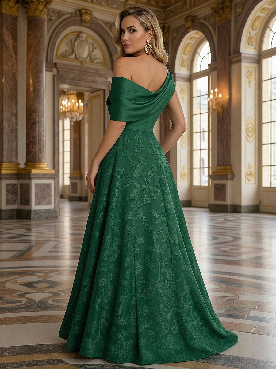 One Shoulder Satin Floral Print Mermaid Mother of the Bride Dresses