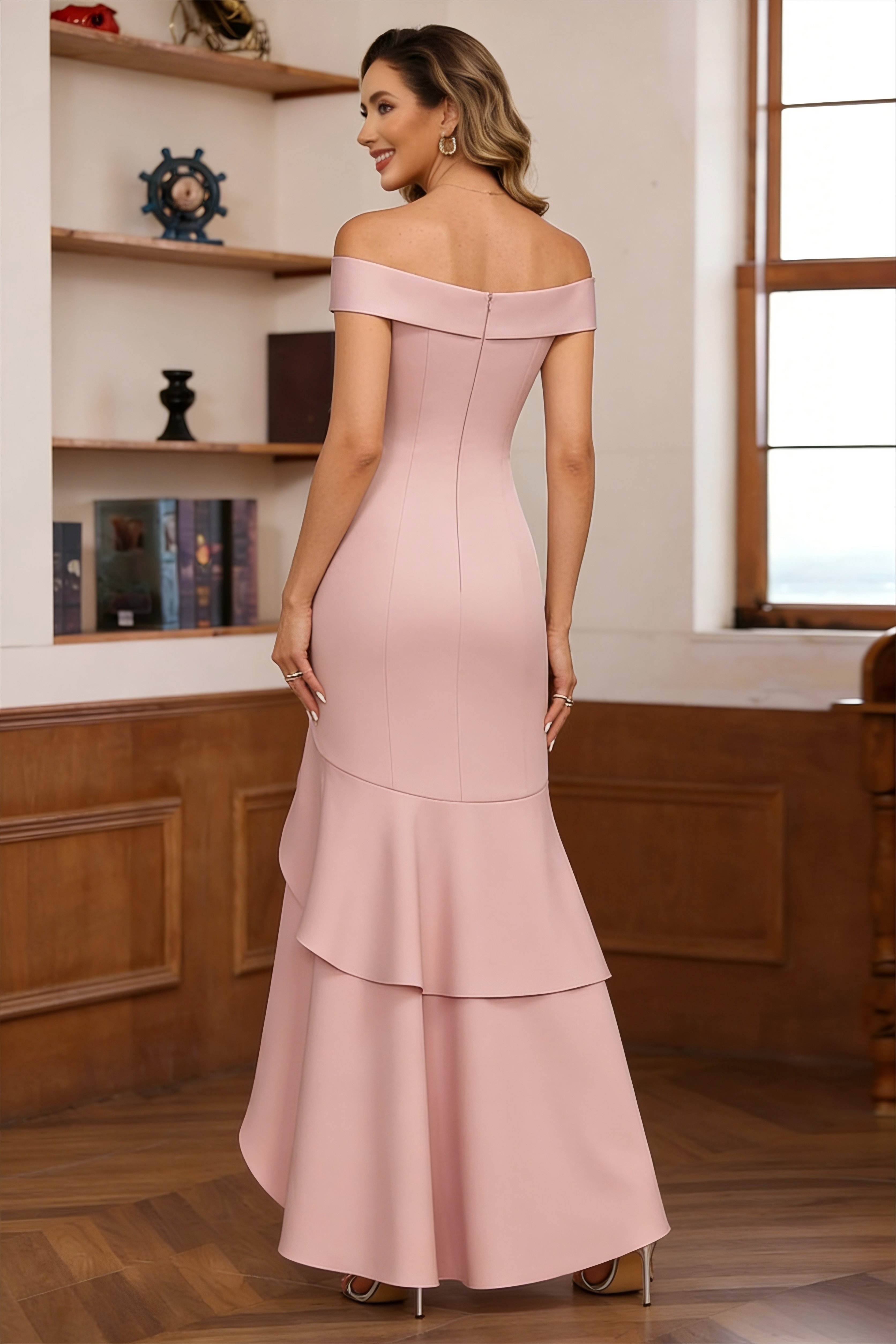 Off the Shoulder Chiffon High Low Ruffles Mother of the Bride Dresses