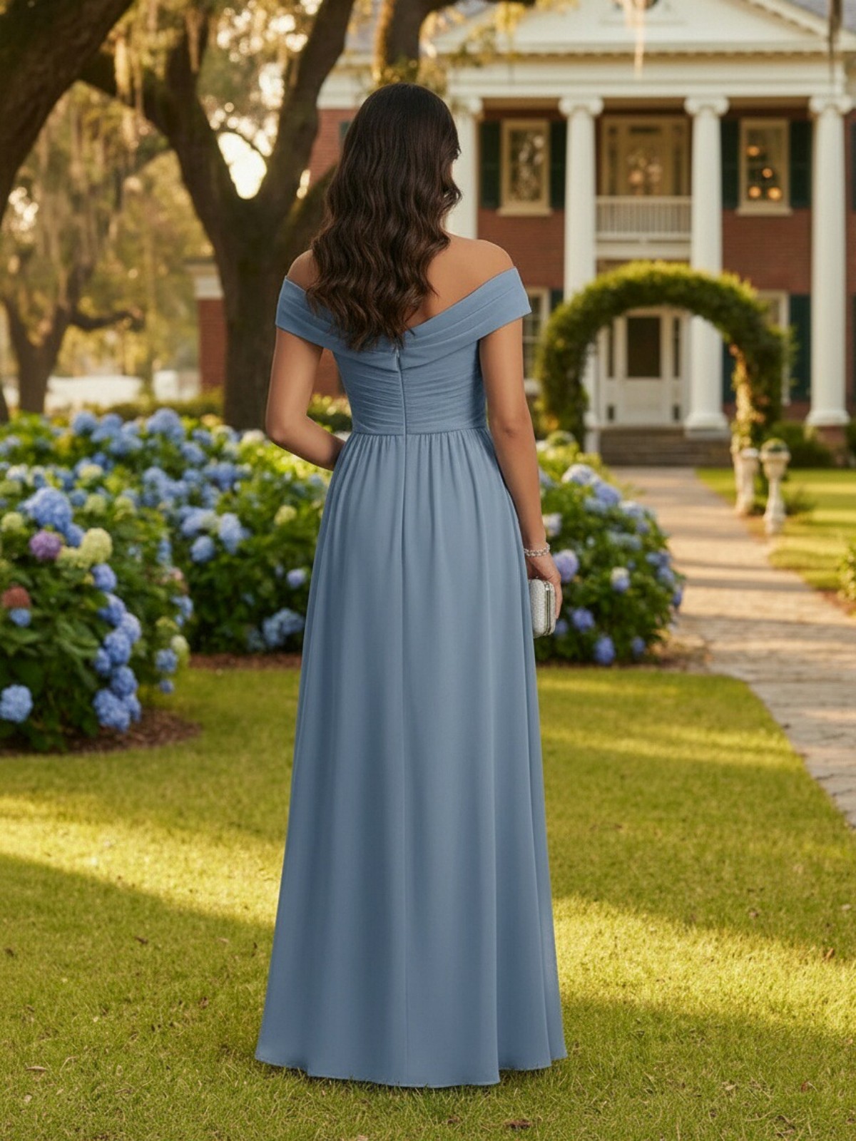 Chiffon Off the Shoulder A Line Ruched Mother of the Bride Dresses