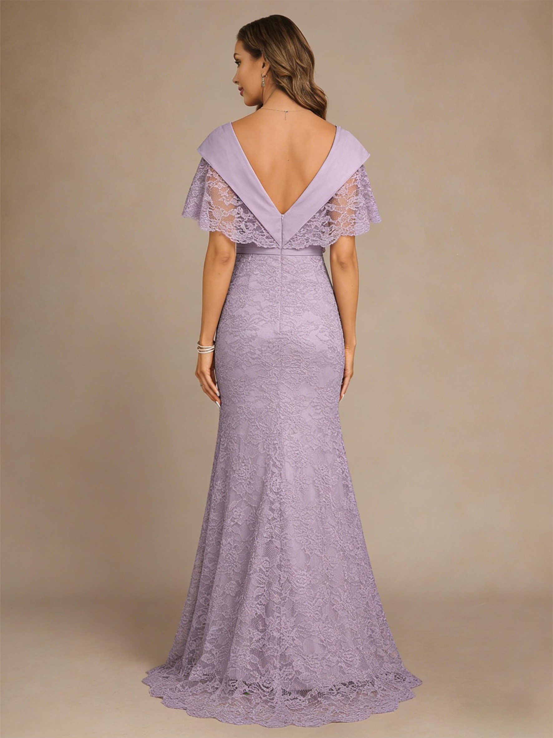 Lace Appliques Satin Mother of the Bride Dresses with Sleeves