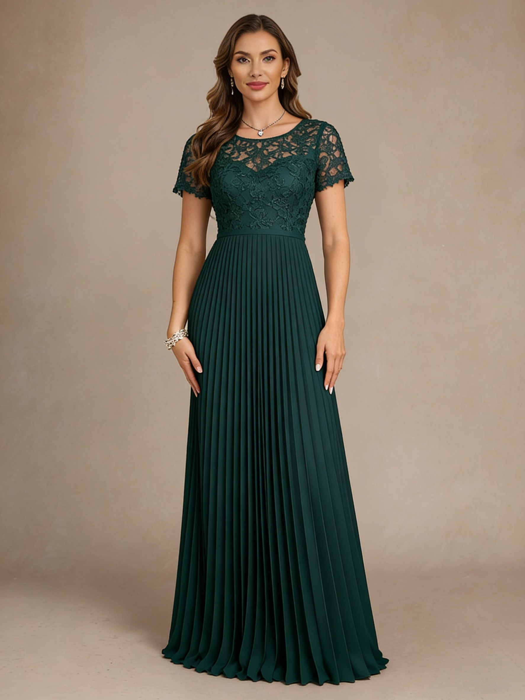 Short Sleeves Mother of the Bride Dresses with Lace Appliques