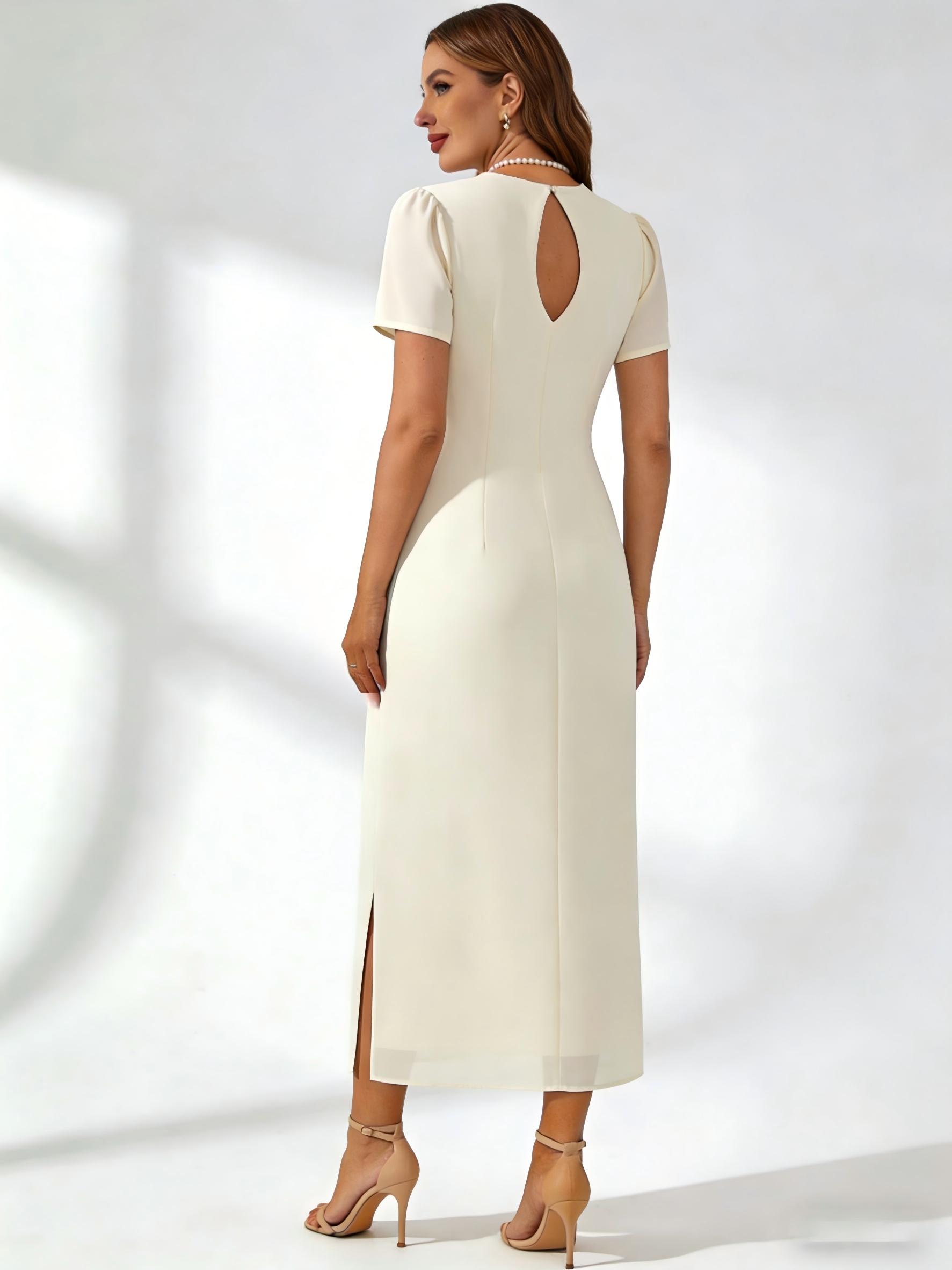 V Neck Chiffon Mother of the Bride Dresses with Sleeves