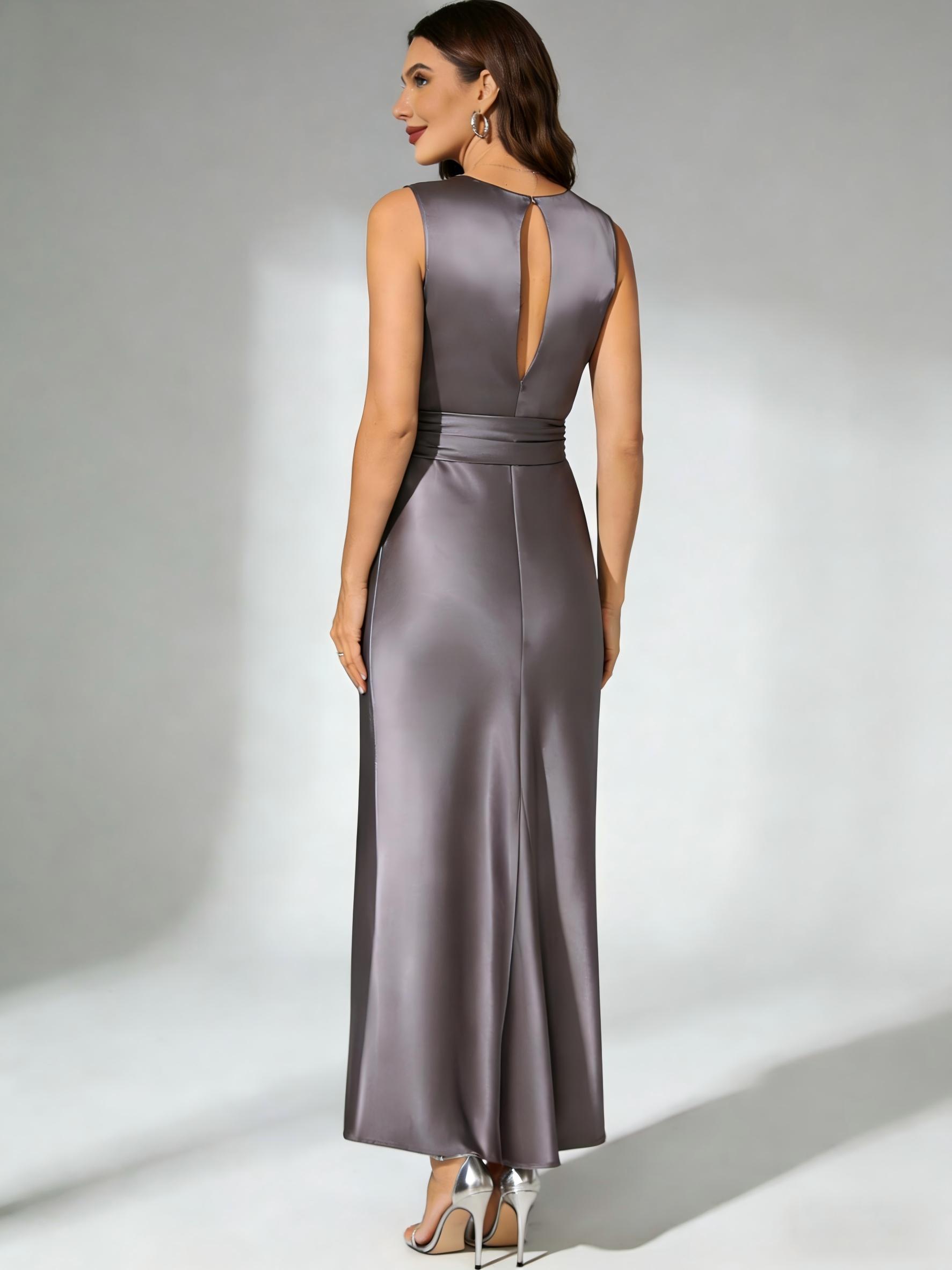 Round Neck Satin Mother of the Bride Dresses with Bows