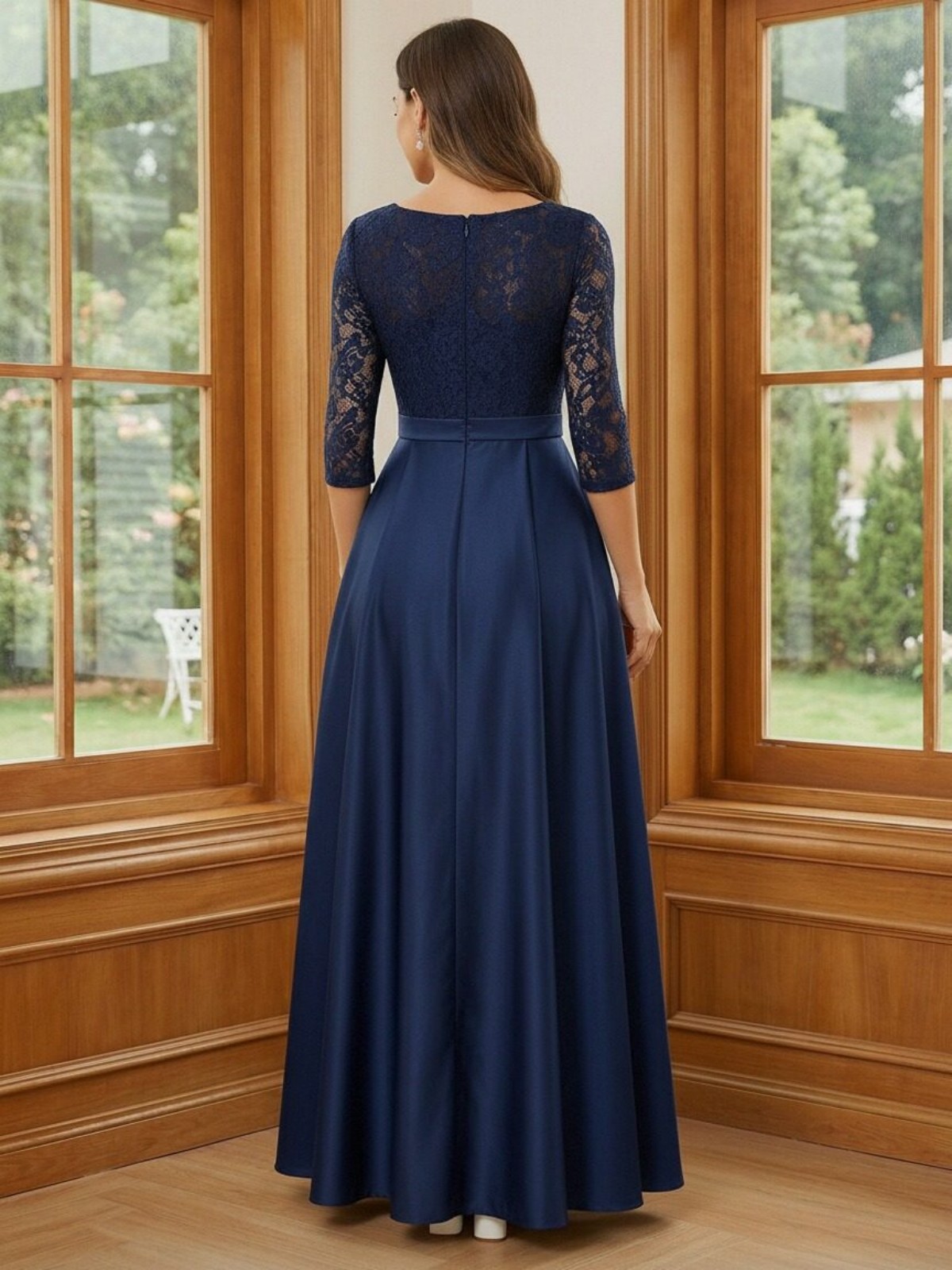 Round Neck Satin Mother of the Bride Dresses