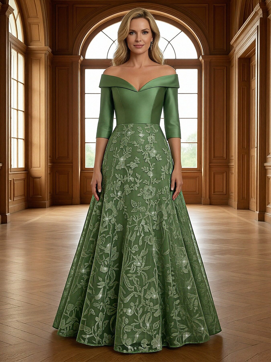 Off the Shoulder A Line Ruffles Mother of the Bride Dresses