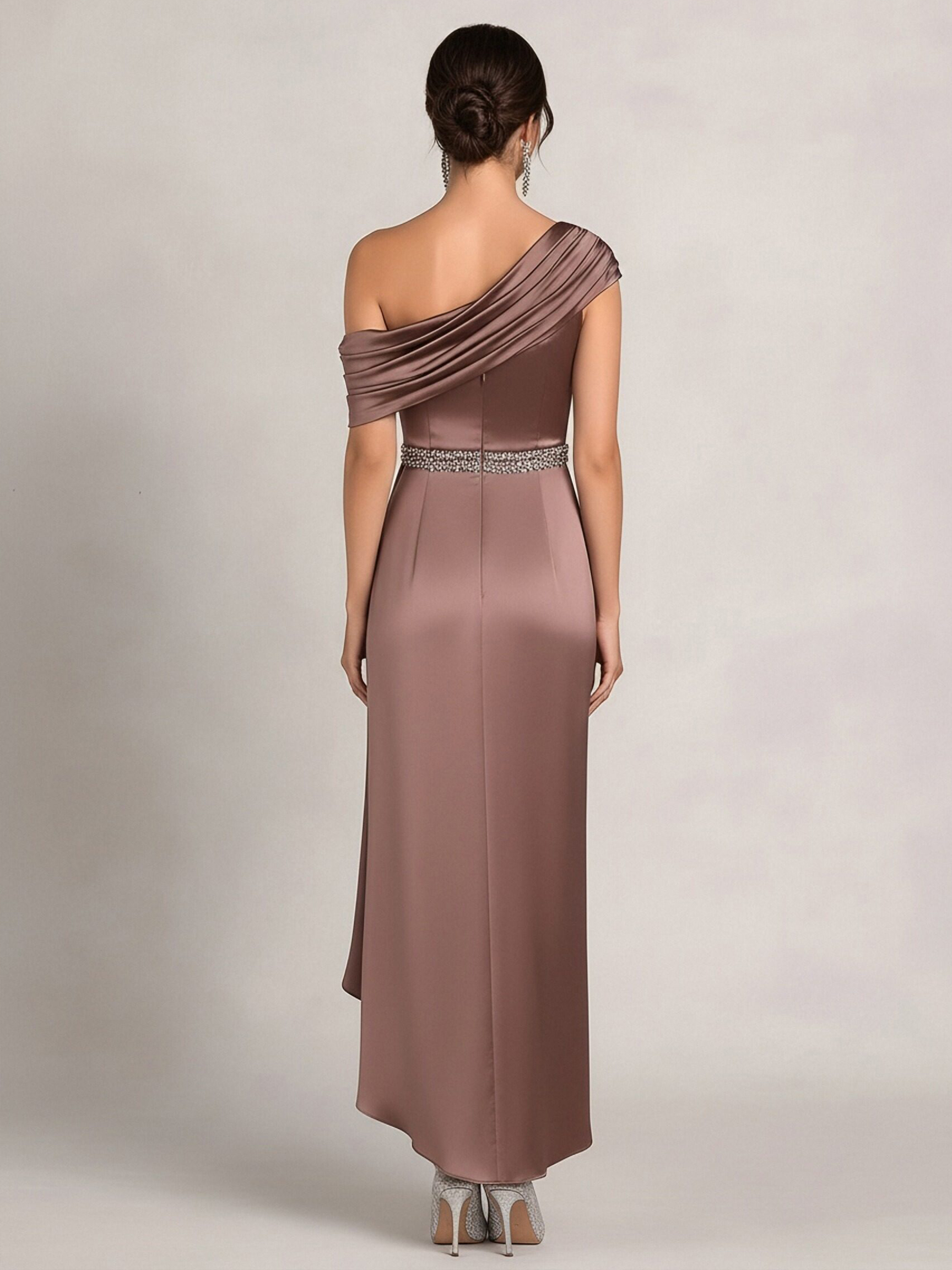 One Shoulder Satin Mother of the Bride Dresses