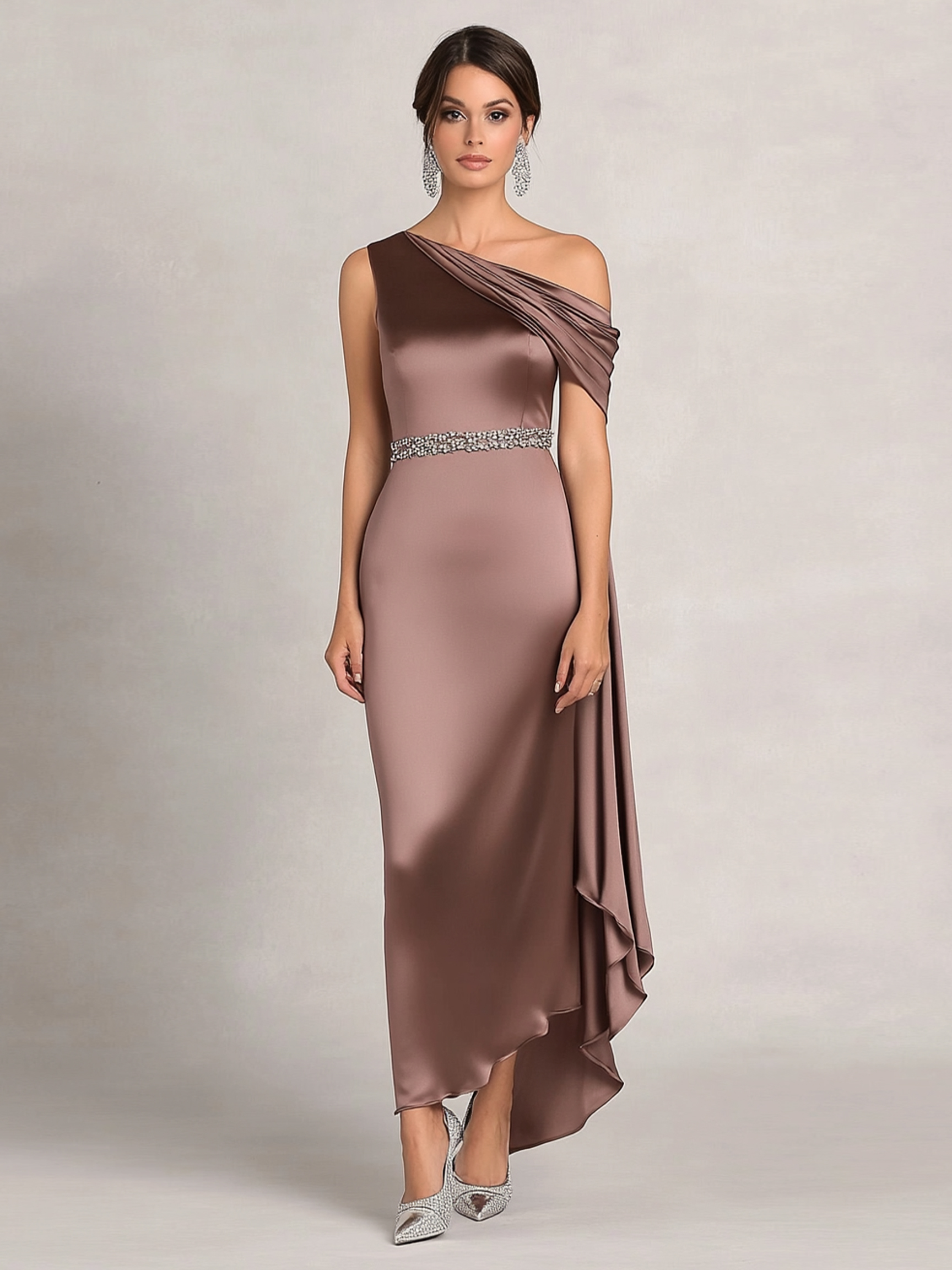 One Shoulder Satin Mother of the Bride Dresses