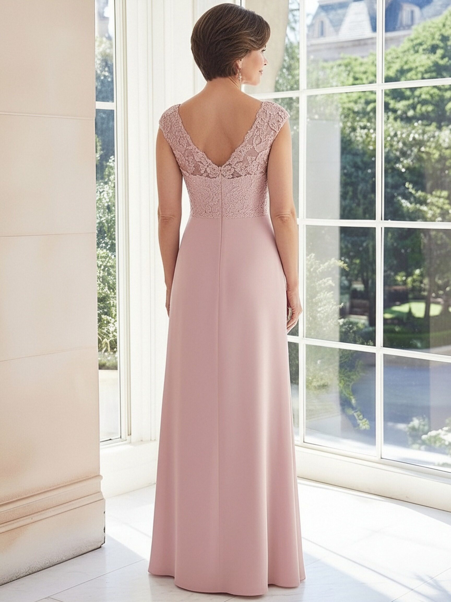 V Neck Chiffon Mother of the Bride Dresses