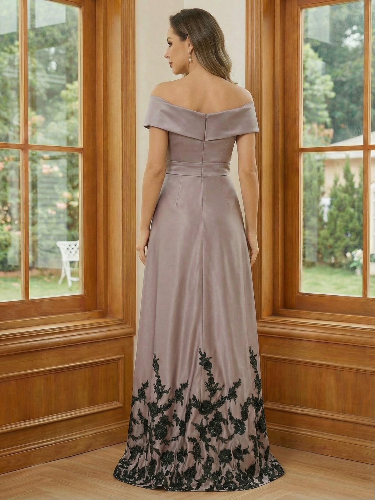 Off the Shoulder A Line Satin Mother of the Bride Dresses