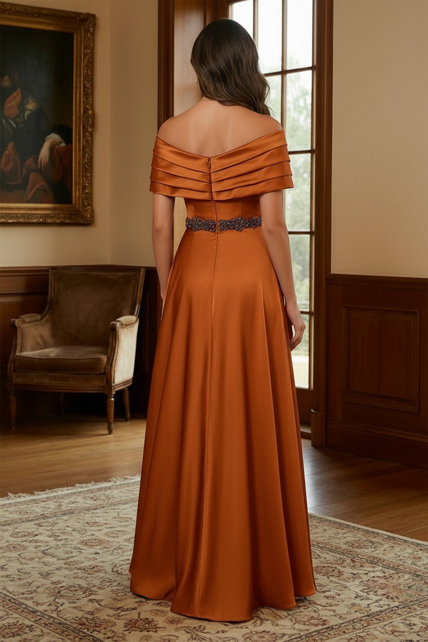 Satin V Neck A Line Pleated Mother of the Bride Dresses