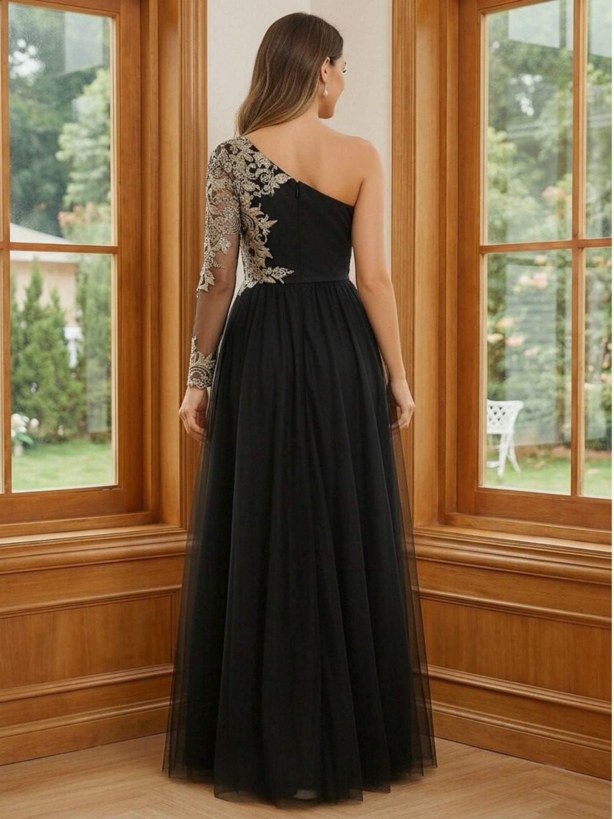 One Shoulder Long Sleeves Mother of the Bride Dresses
