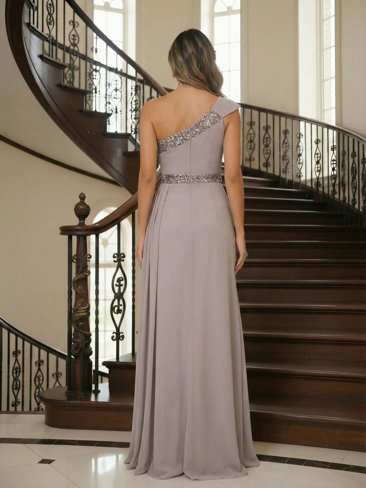 One Shoulder Chiffon Mother of the Bride Dresses