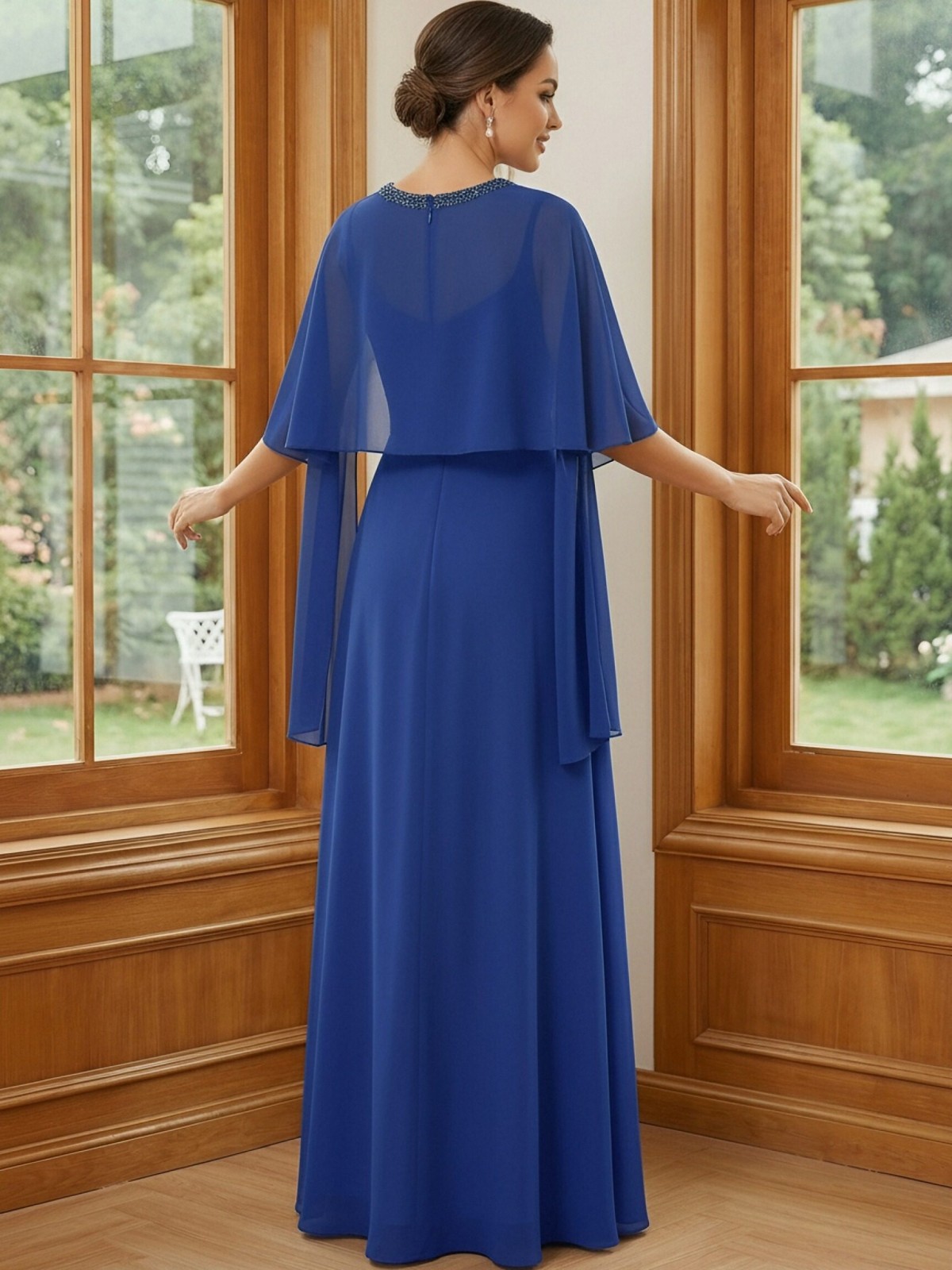 Chiffon Scoop Neck Sequin 2 Pieces Mother of the Bride Dresses