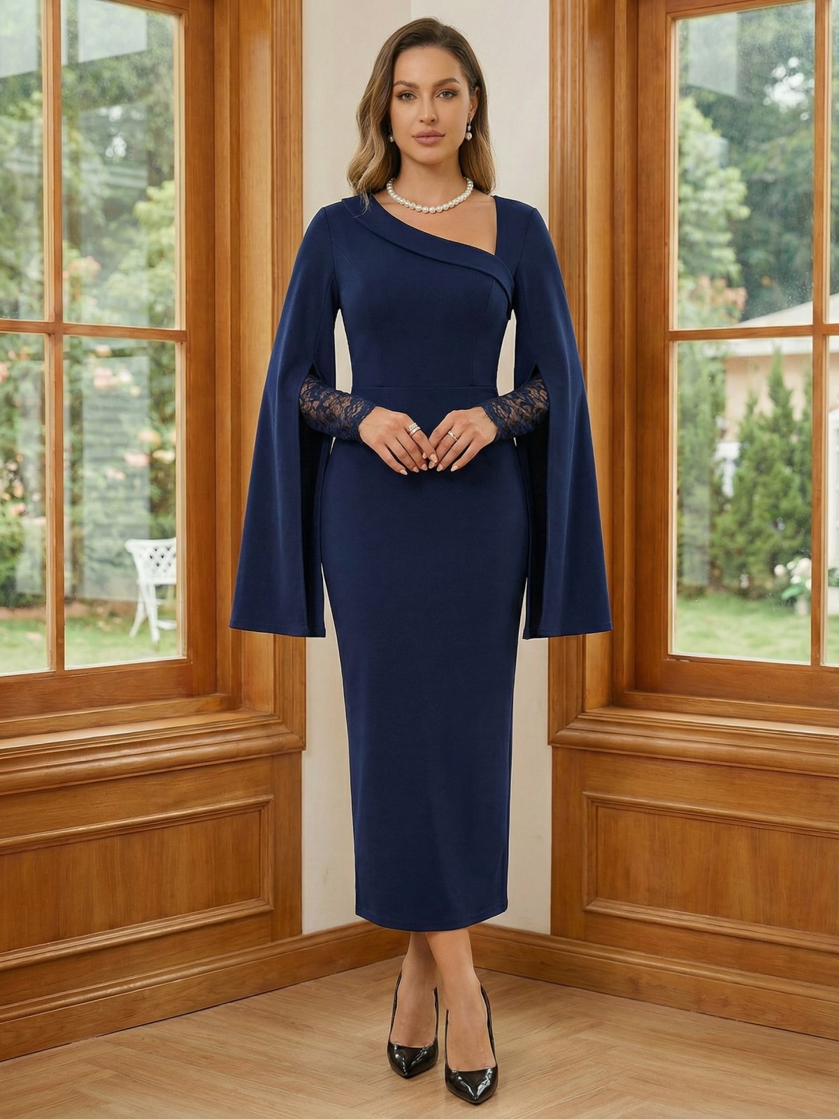 Satin Lace Appliques Asymmetric Mother of the Bride Dresses