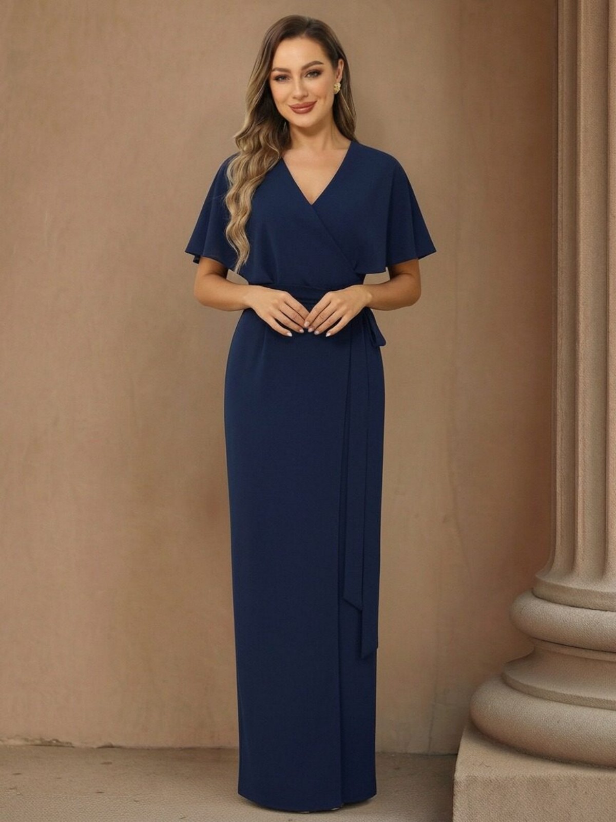 Chiffon V Neck Ruffles Mother of the Bride Dresses