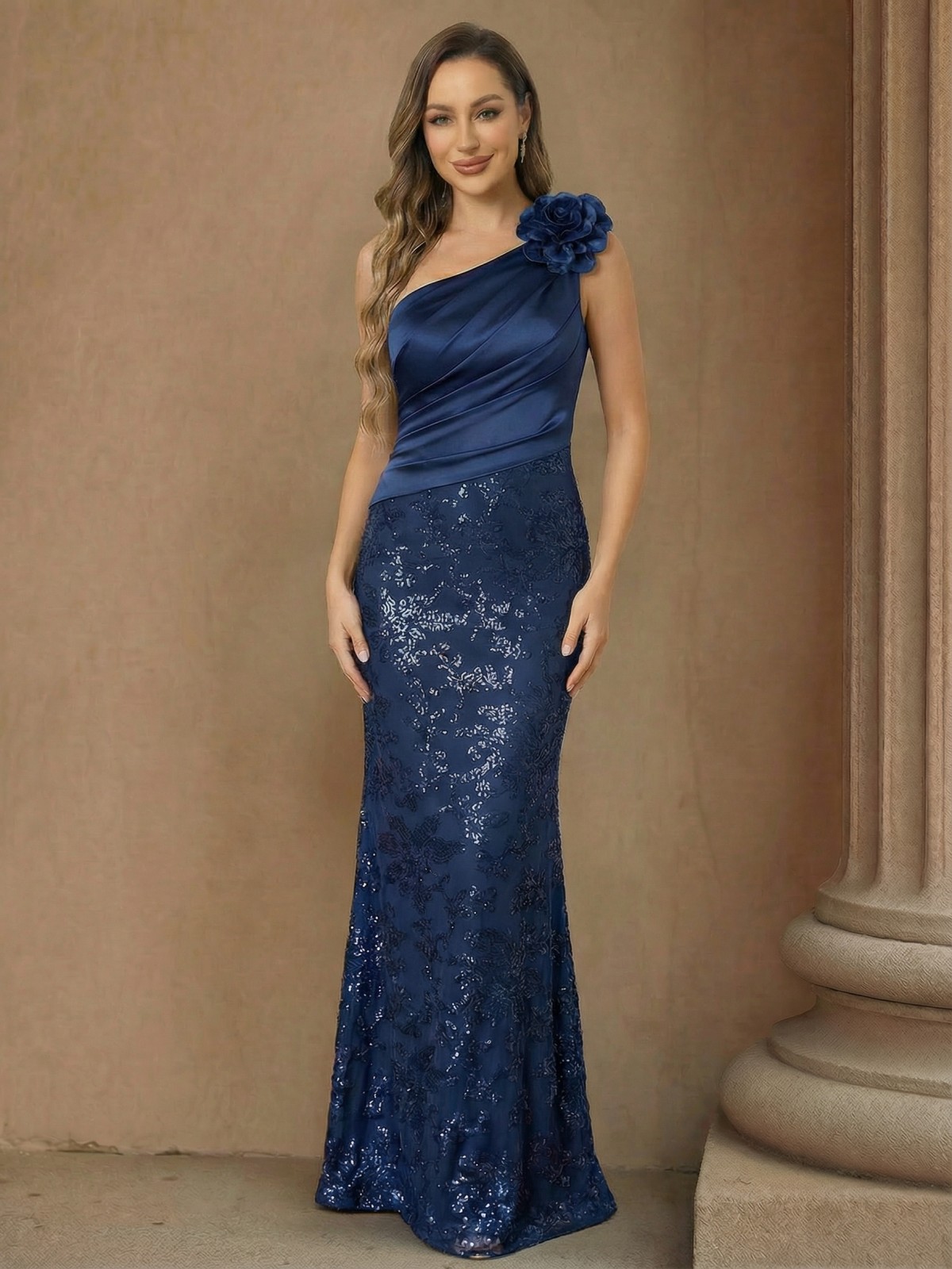 Sequin One Shoulder Mermaid Mother of the Bride Dresses
