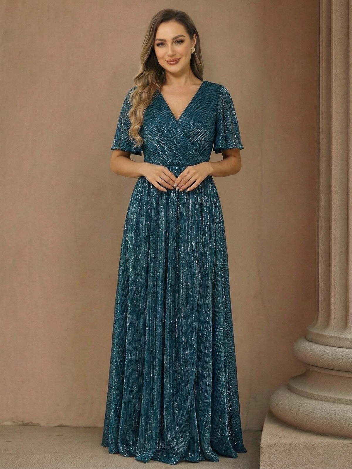 Tulle A Line V Neck Mother of the Bride Dresses