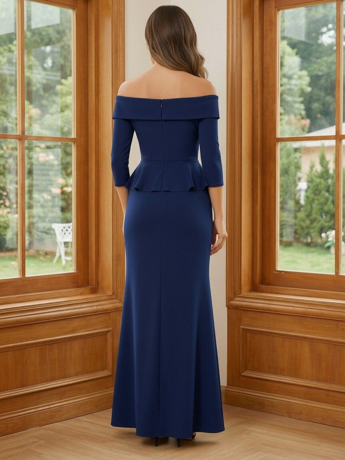 Satin Off the Shoulder Ruffles Mother of the Bride Dresses