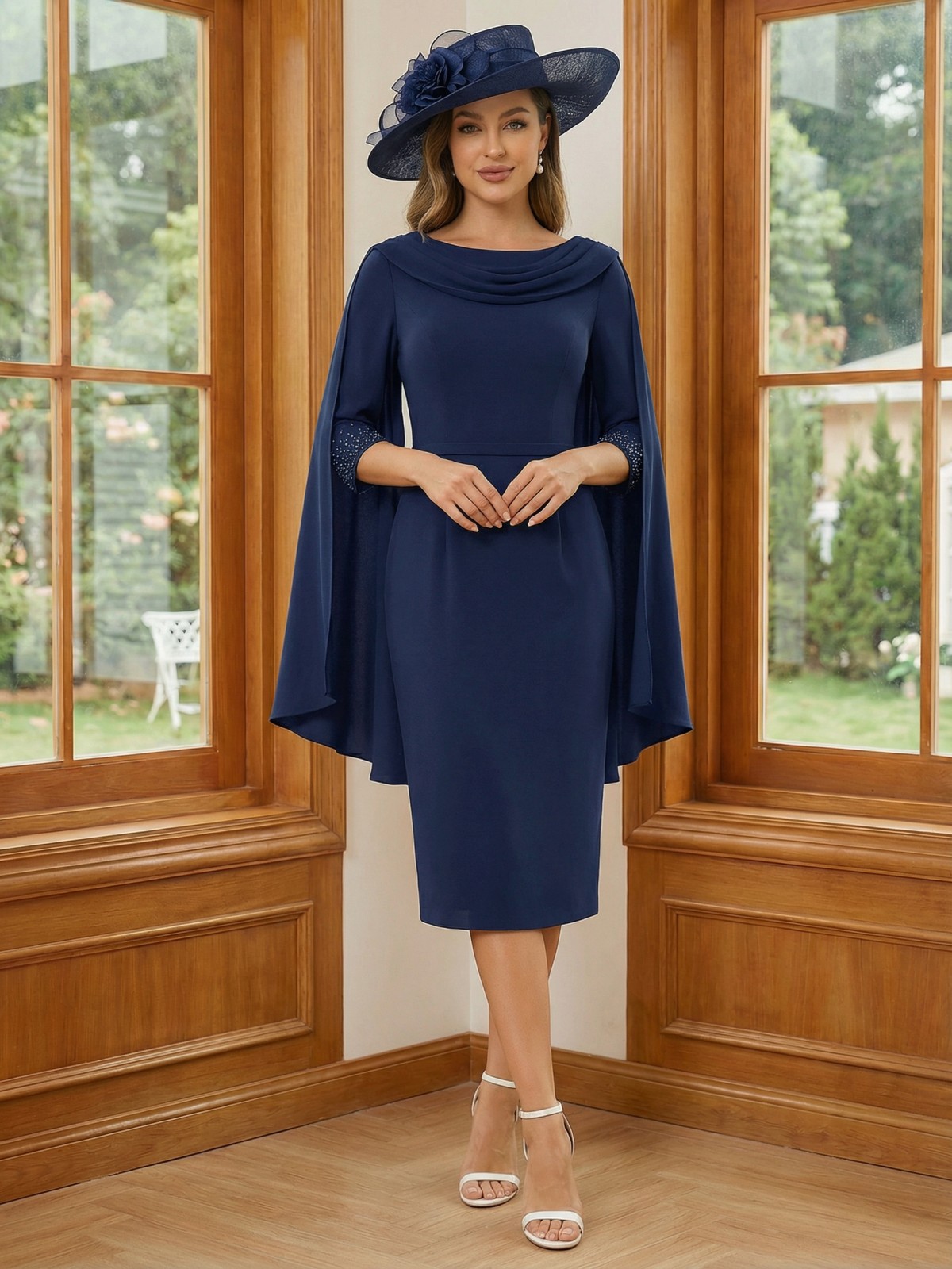 Satin Scoop Neck Ruched Mother of the Bride Dresses