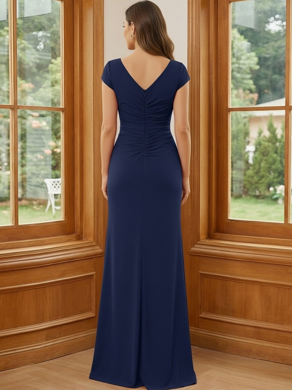 Chiffon V Neck Ruffles Mother of the Bride Dresses