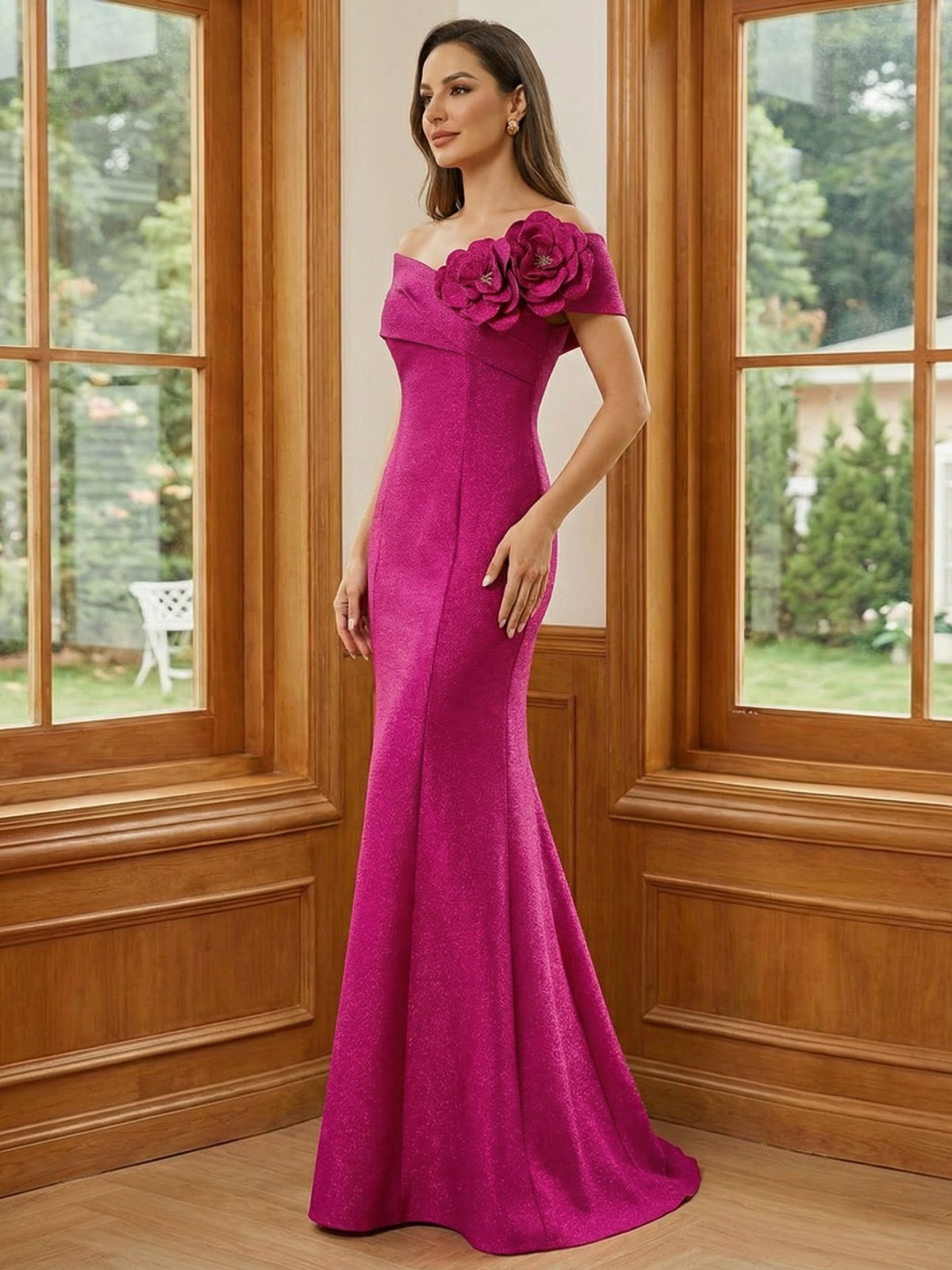 Satin Off the Shoulder Mother of the Bride Dresses