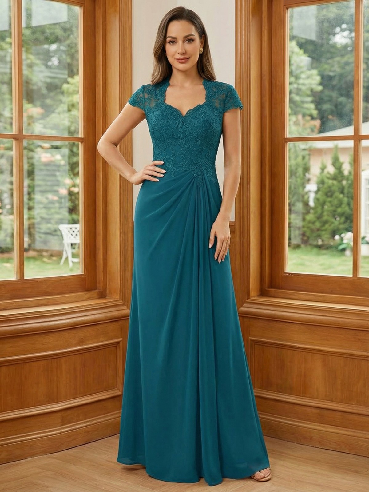 Chiffon Sweetheart Lace Appliques Mother of the Bride Dresses
