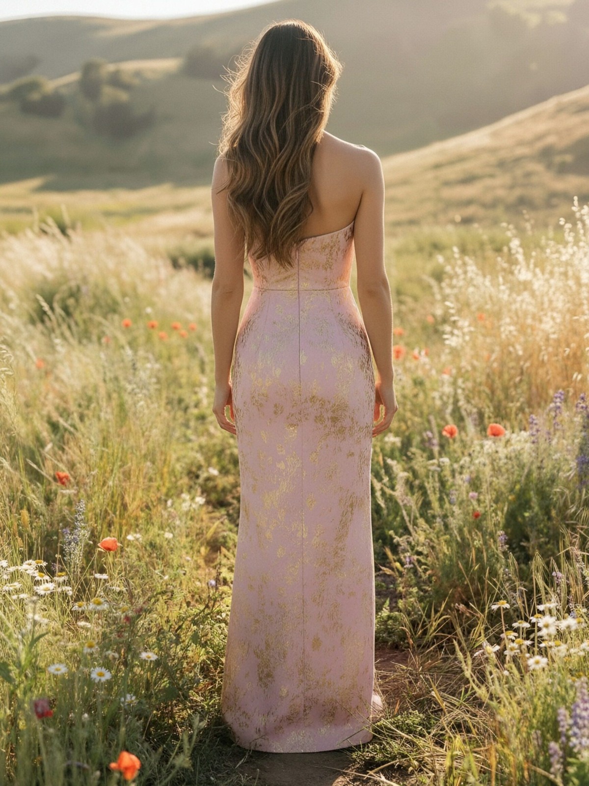 One Shoulder Floral Print Mother of the Bride Dresses with Bow