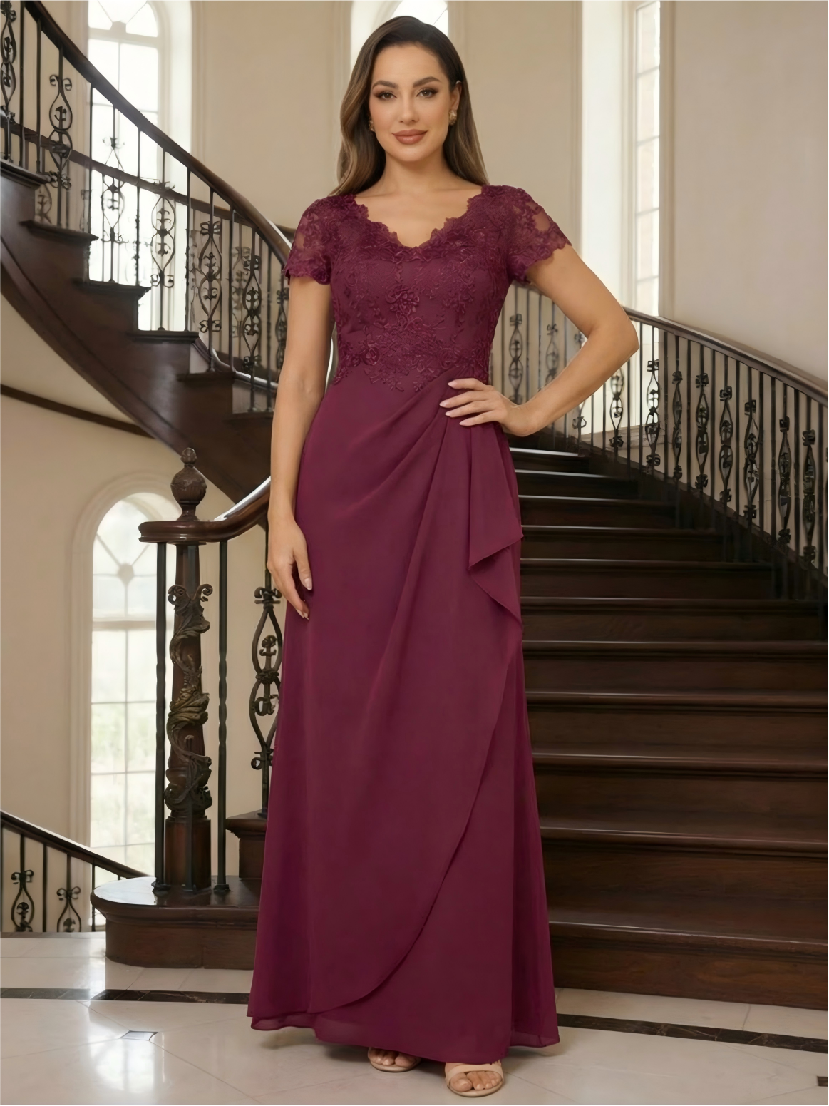 Lace Appliques Chiffon Mother of the Bride Dresses