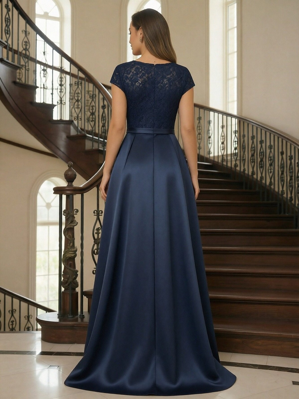 Lace Appliques Satin A Line Mother of the Bride Dresses