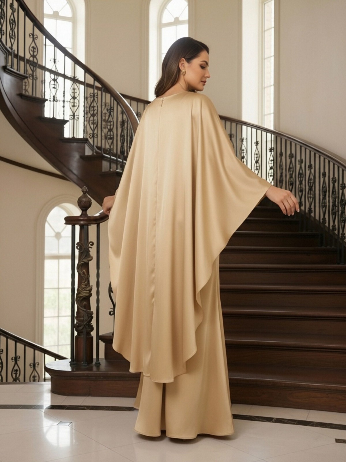 Round Neck Mermaid Satin Mother of the Bride Dresses