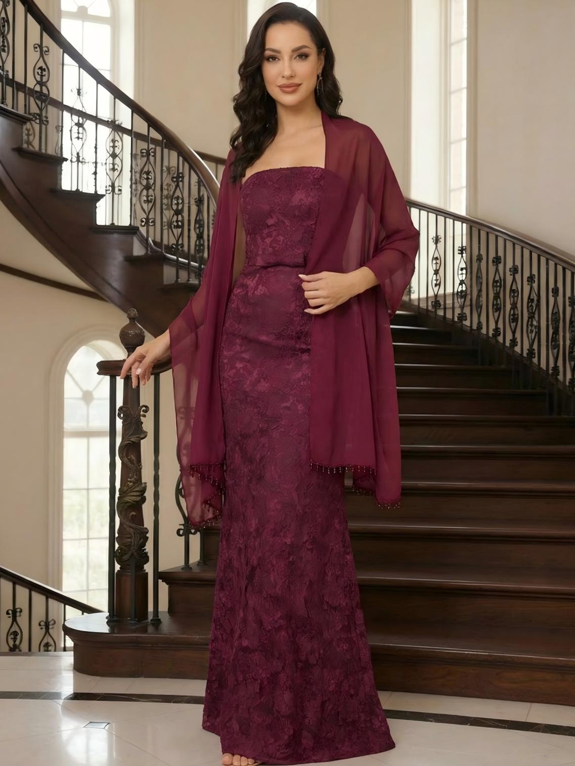 Strapless Mermaid Floral Print Mother of the Bride Dresses