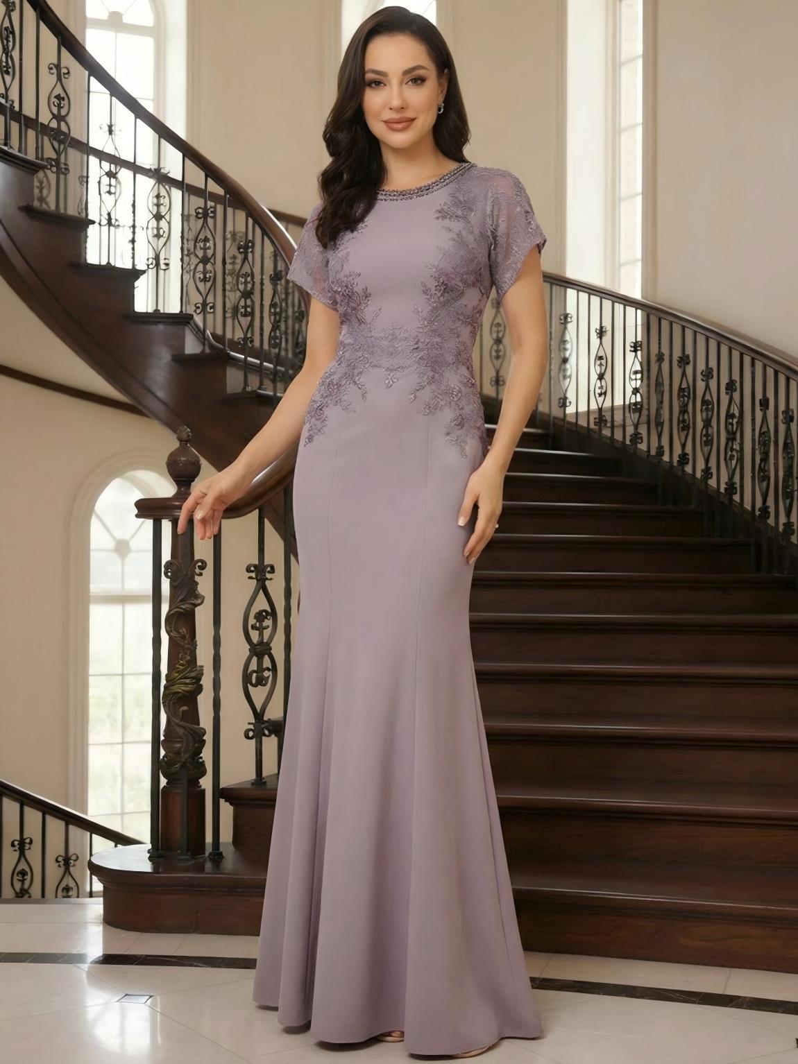 Lace Appliques Chiffon Mother of the Bride Dresses