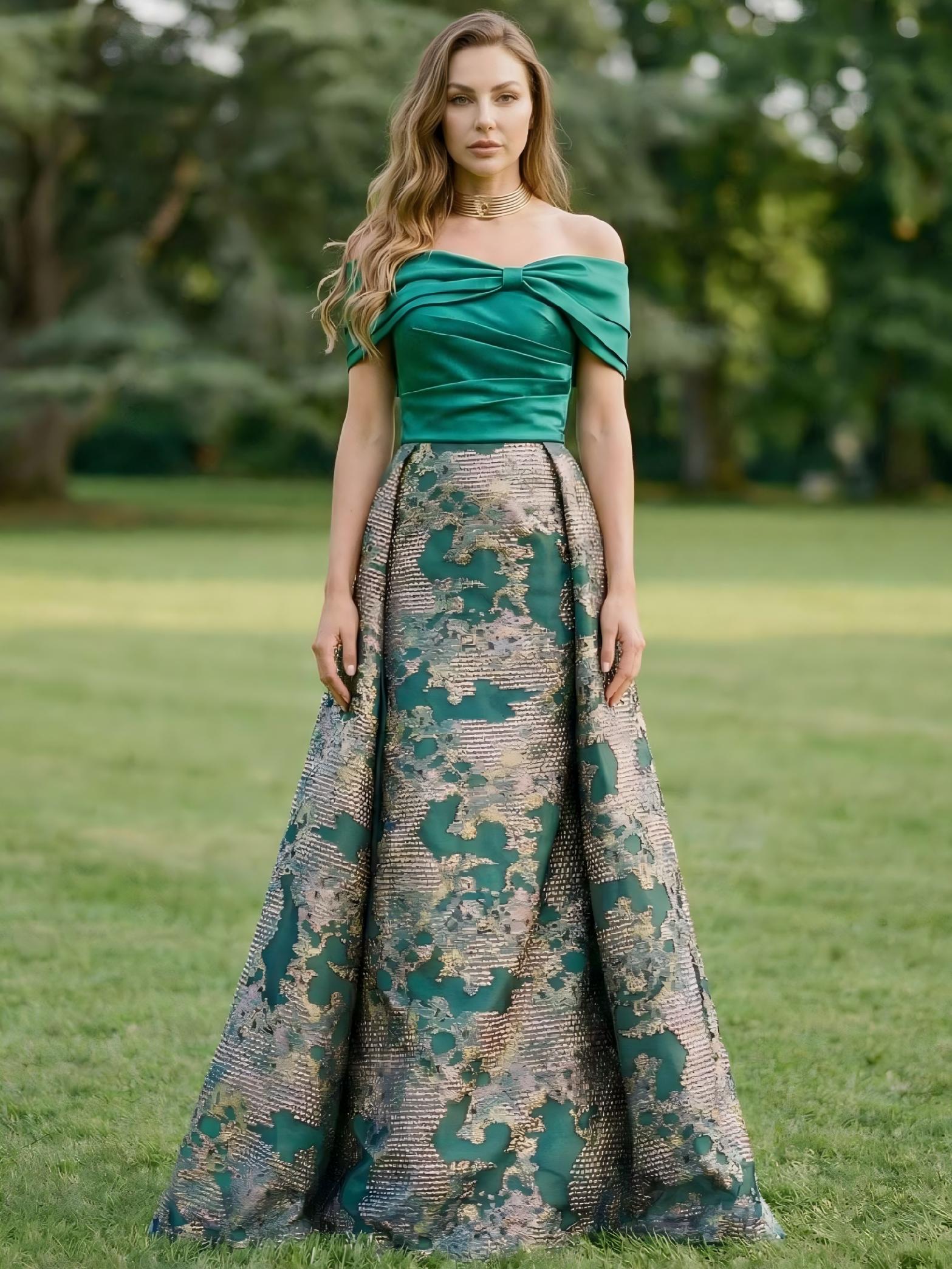 Off the Shoulder Satin A Line Bow Mother of the Bride Dresses